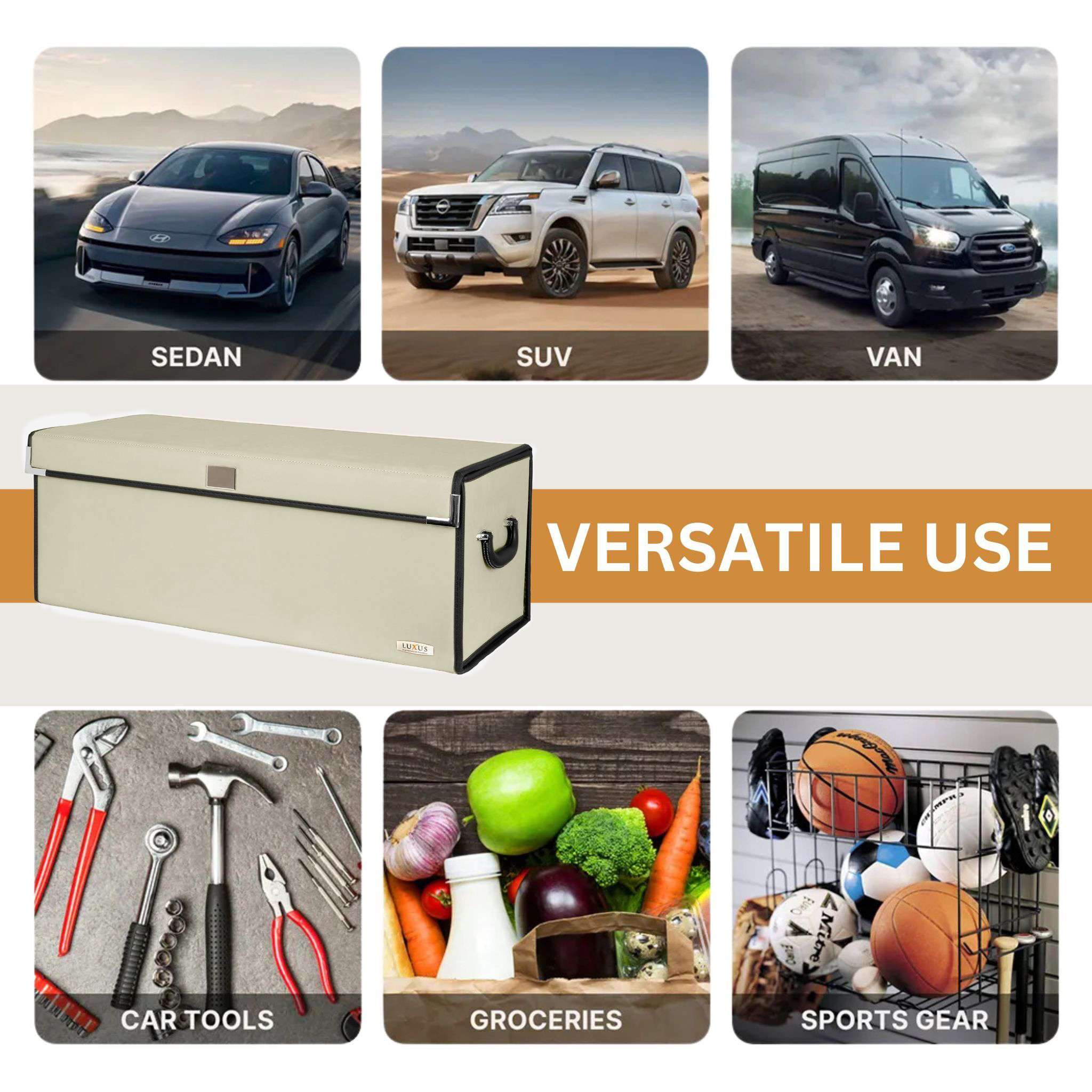 Luxus Premium Seamless Trunk Organizer | Gray