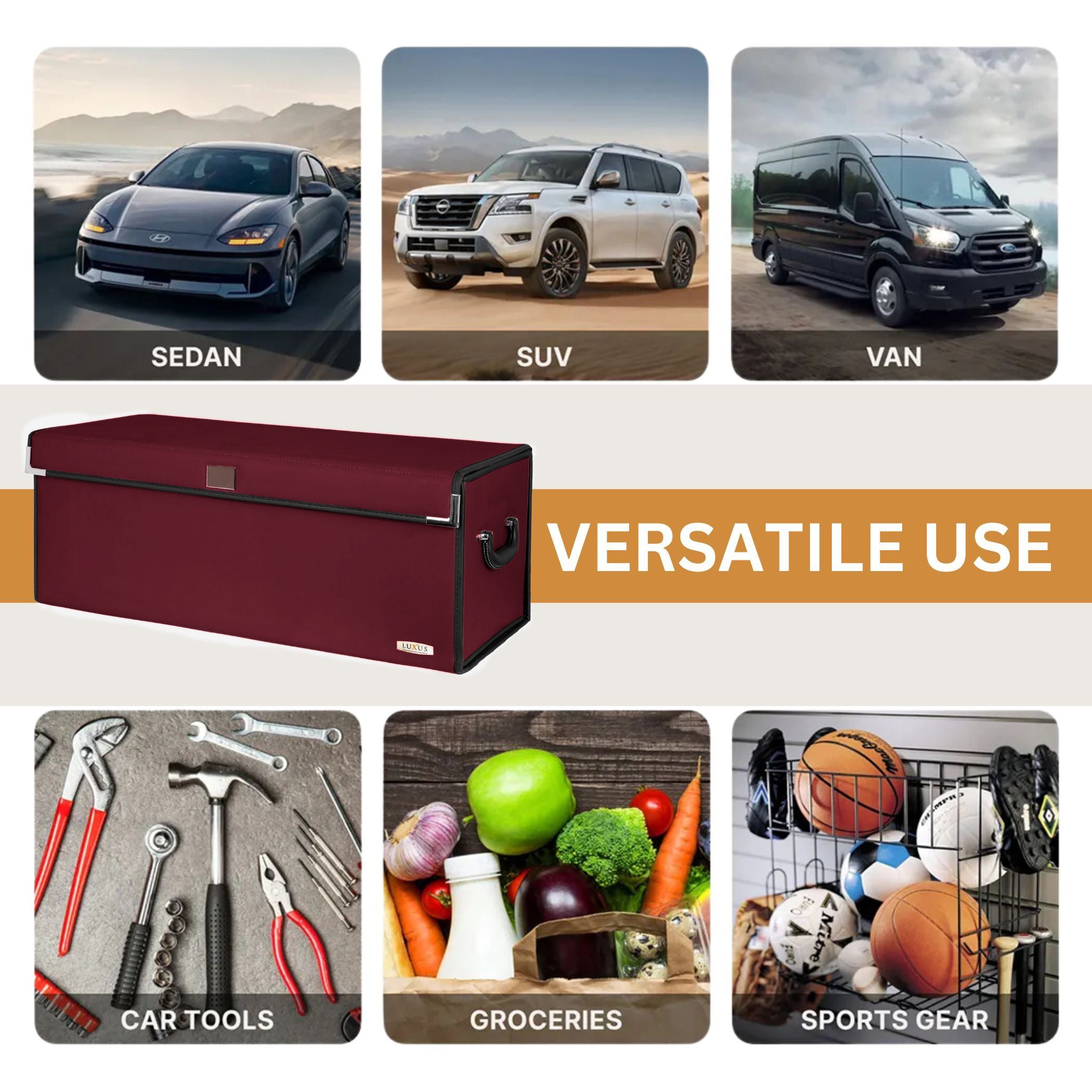 Luxus Premium Trunk Organizer | Plain Midnight Red