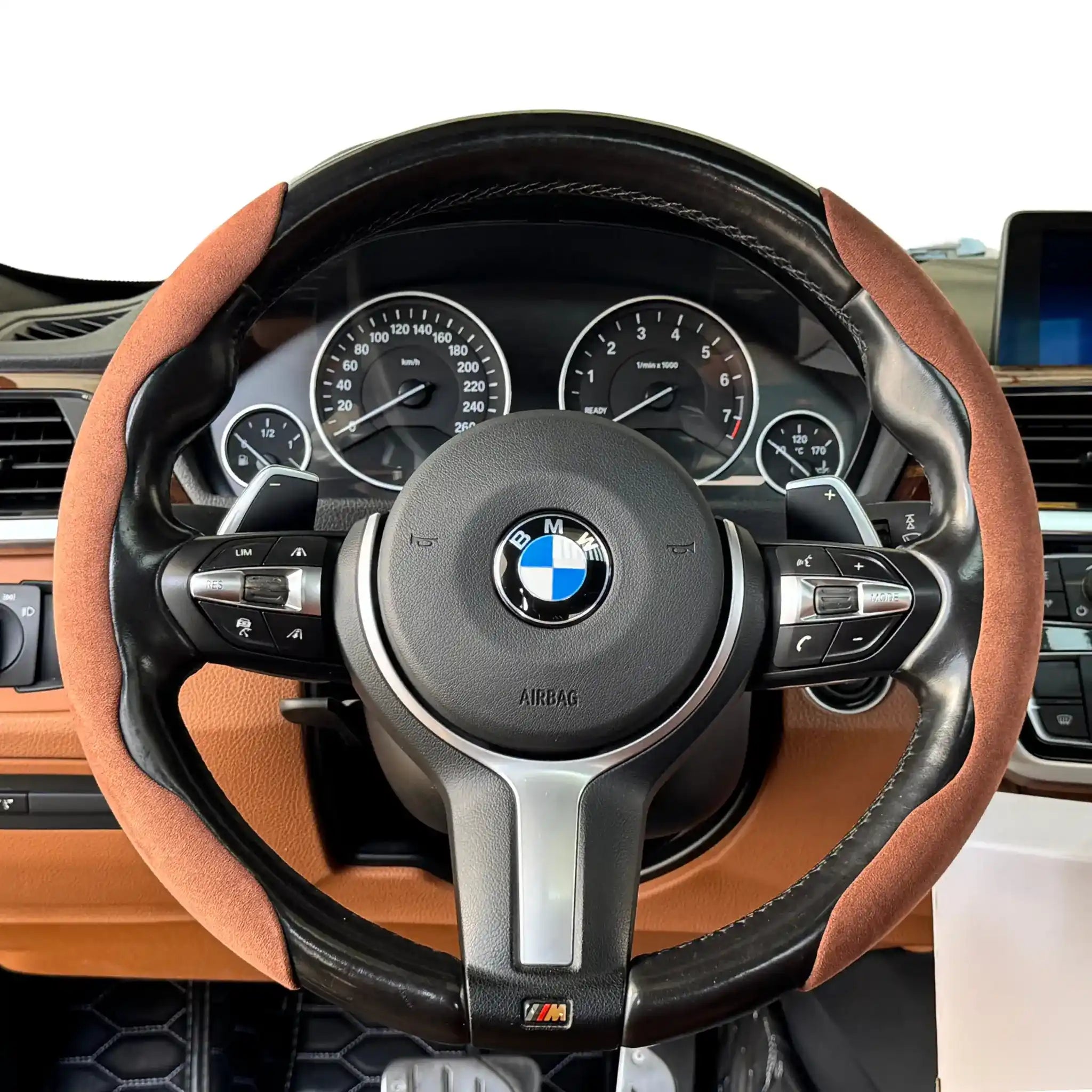 Luxus Alcantara Minimalist Steering Wheel Cover - Corsa Grip - Marrone Toscano