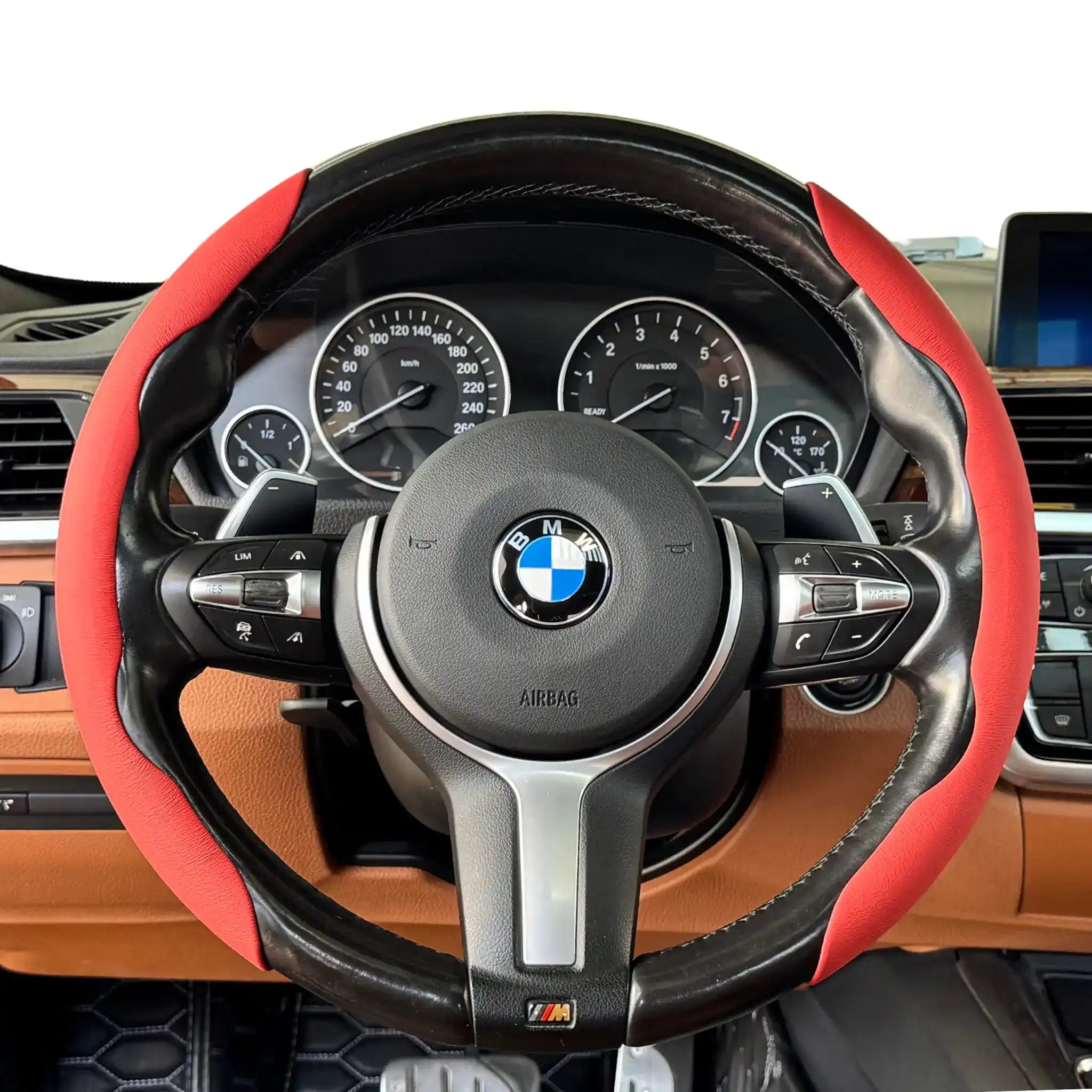 Luxus Nappa Leather Minimalist Steering Wheel Cover - Corsa Grip - Rosso Forza