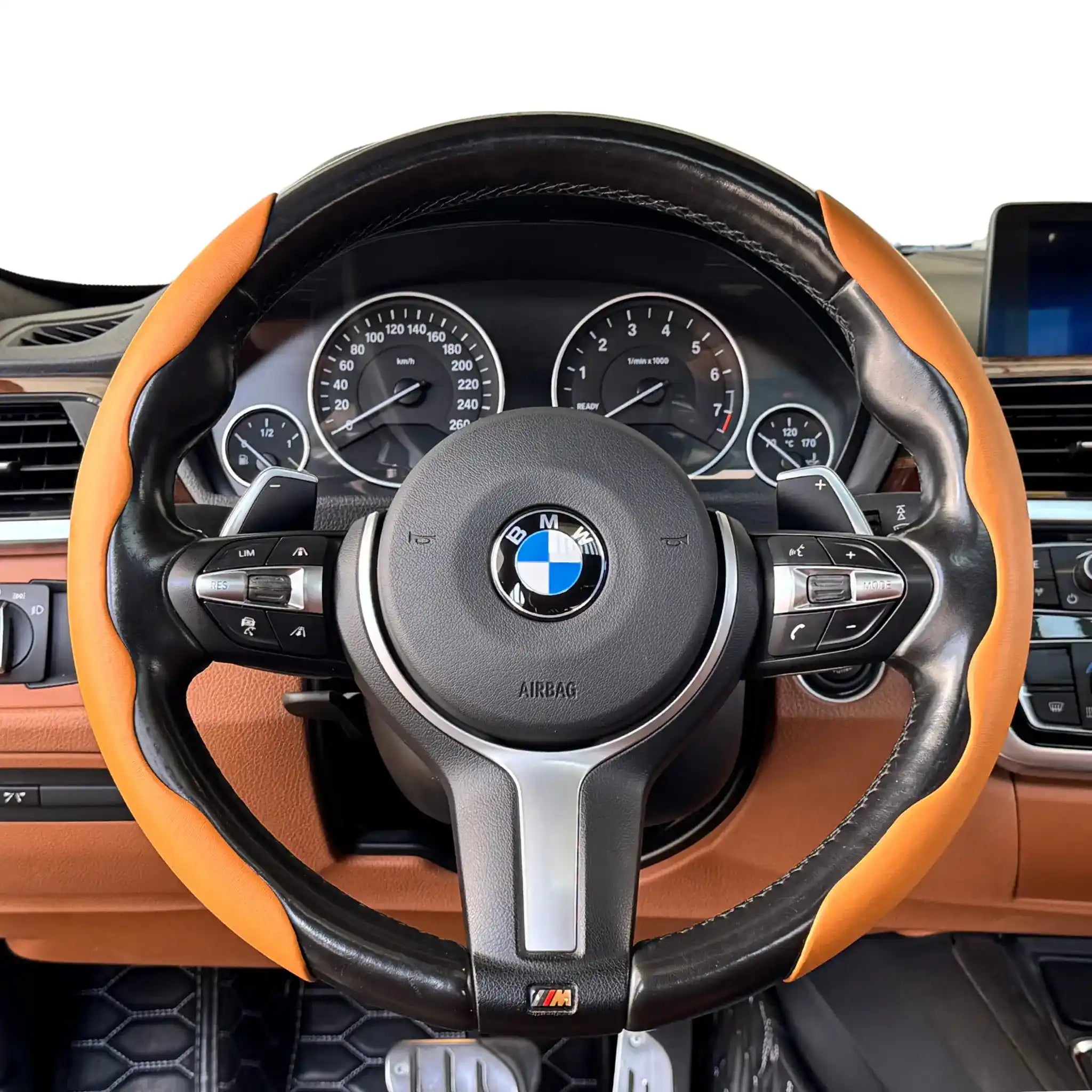 Luxus Nappa Leather Minimalist Steering Wheel Cover - Classic Grip - Arancio Leoncino