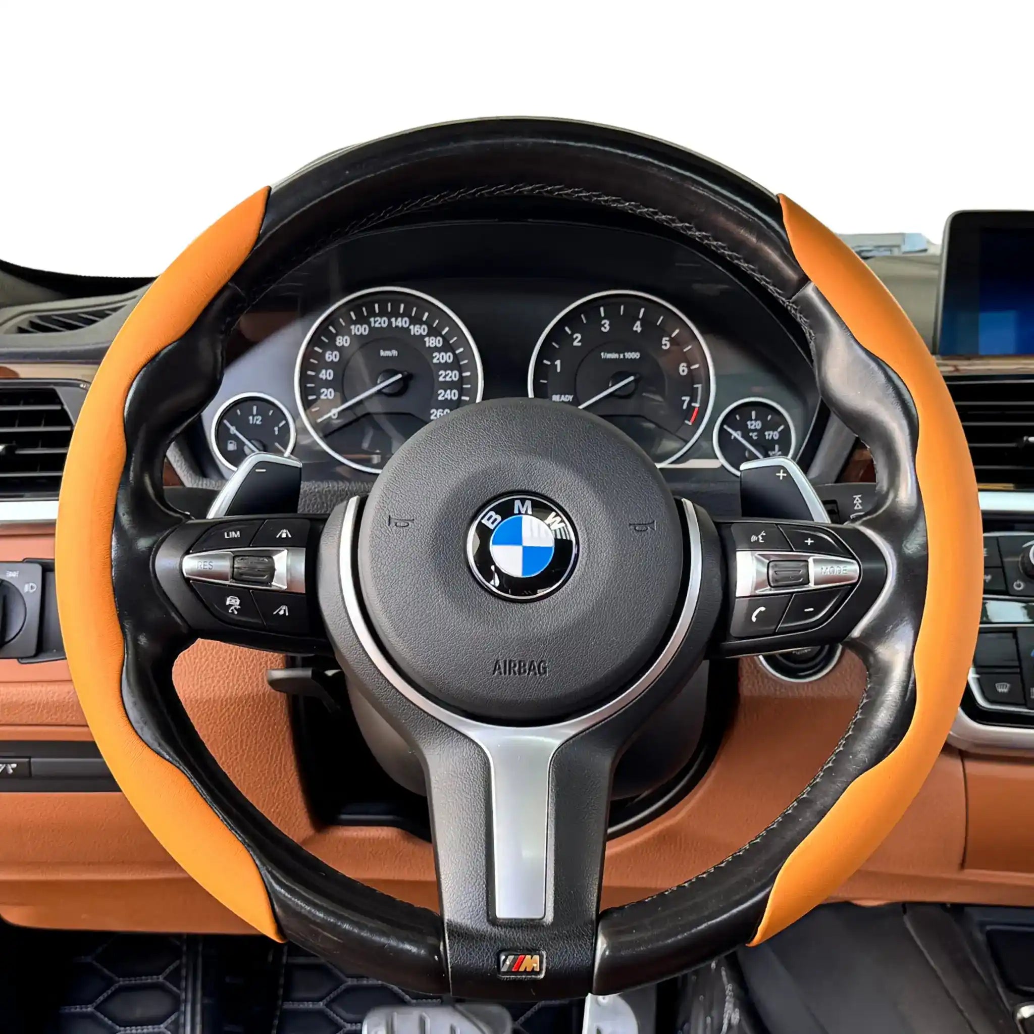 Luxus Nappa Leather Minimalist Steering Wheel Cover - Corsa Grip - Arancio Leoncino
