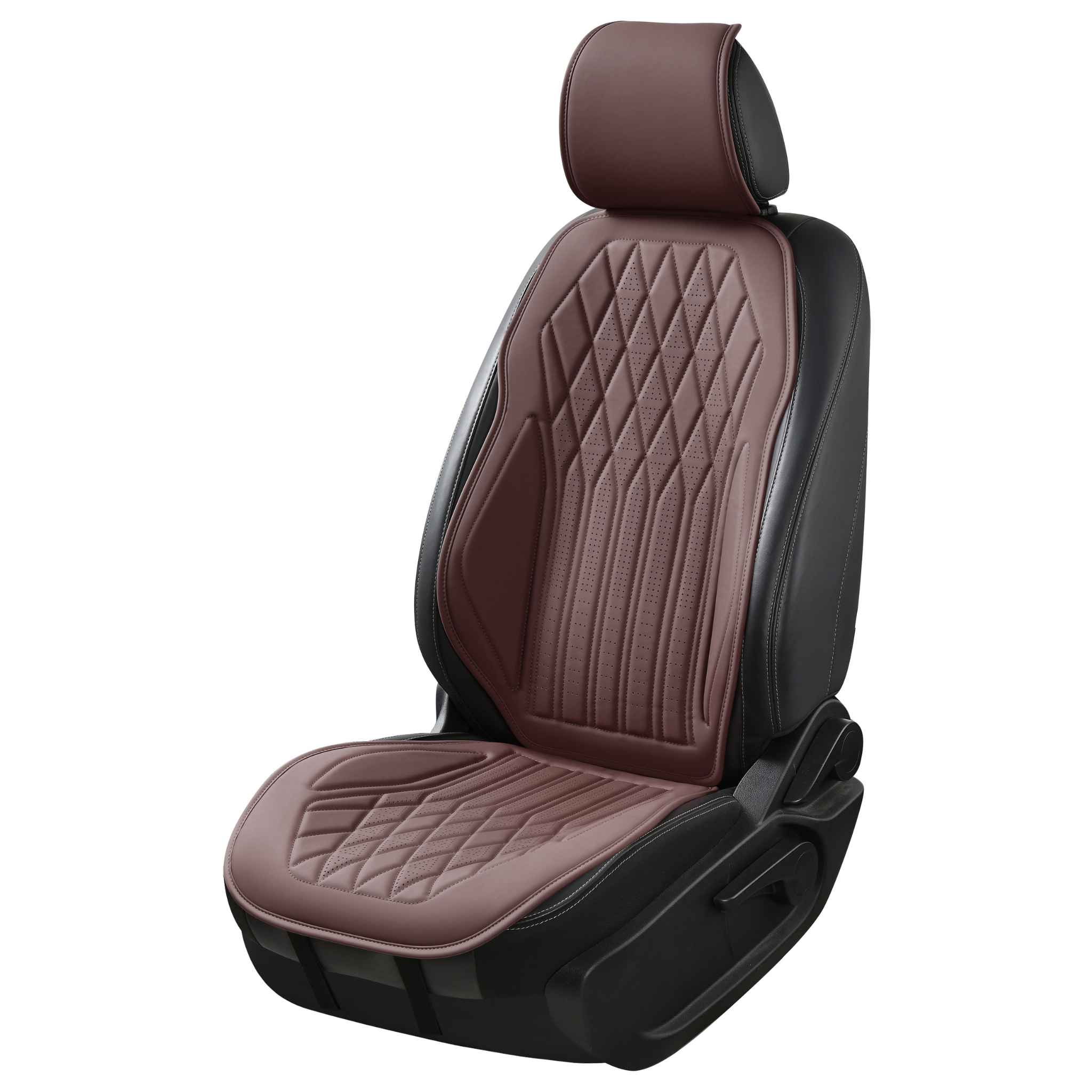 Luxus SeatSkin™ Diamond Vegan Leather Seat Covers | Chocolate Brown