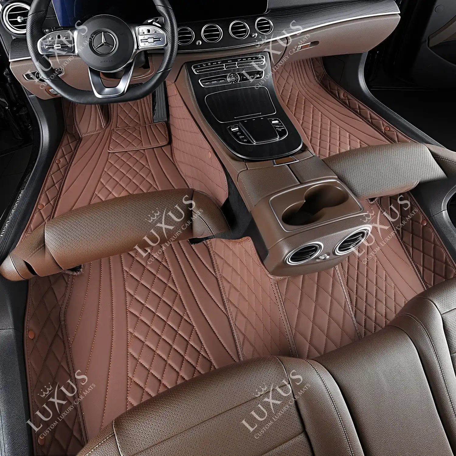 Luxus Car Mats™ - Svart og svart søm Luksus bilmattesett