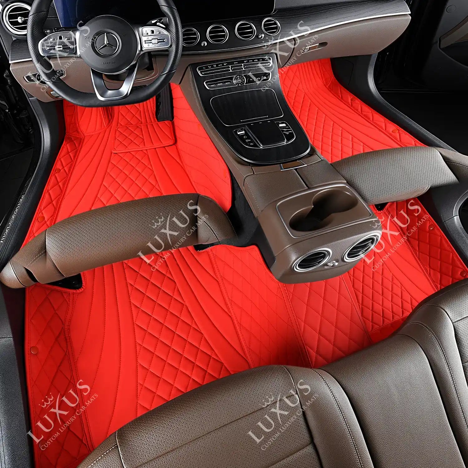 Luxus Car Mats™ - Svart og svart søm Luksus bilmattesett