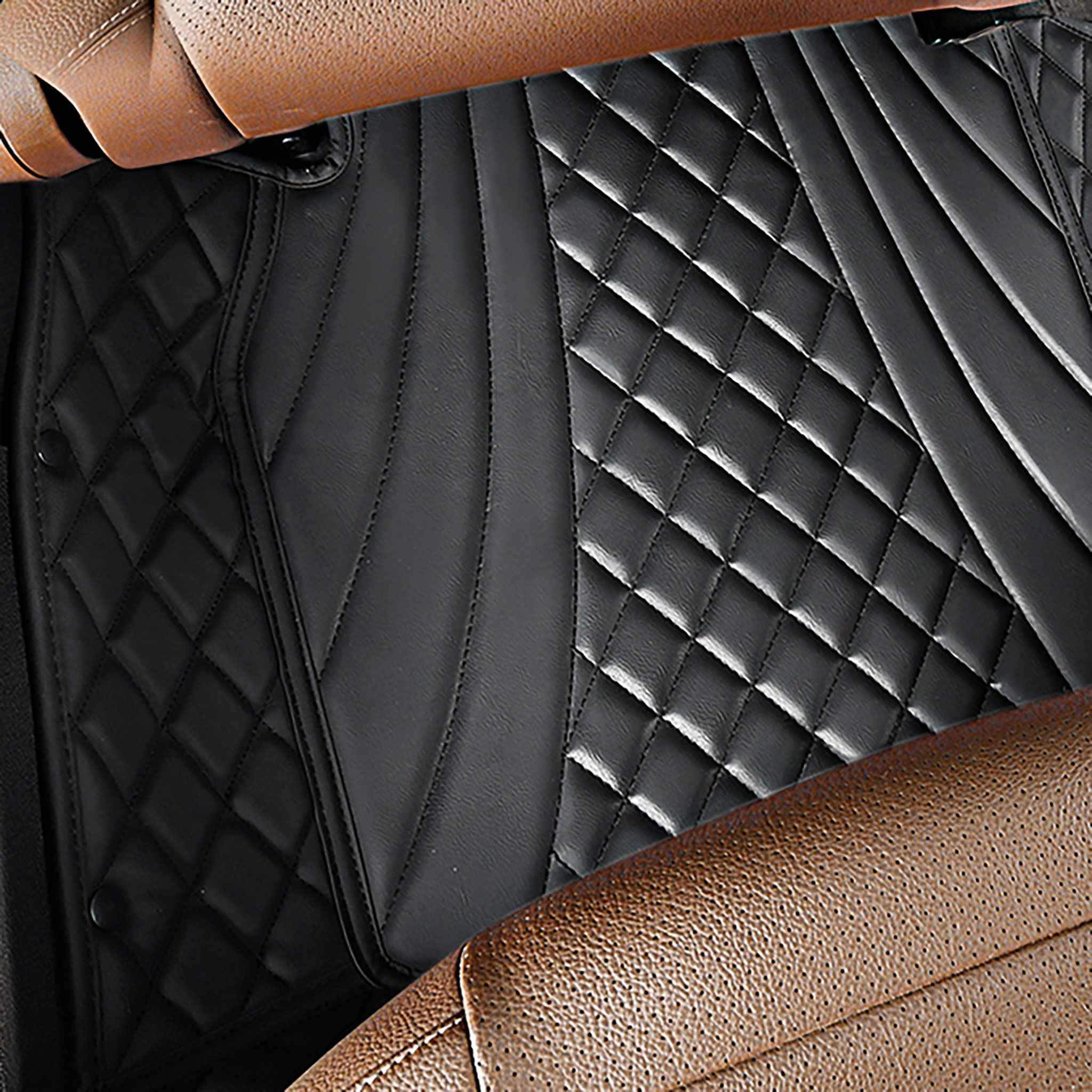 Luxus Car Mats™ - Svart og svart søm Luksus bilmattesett