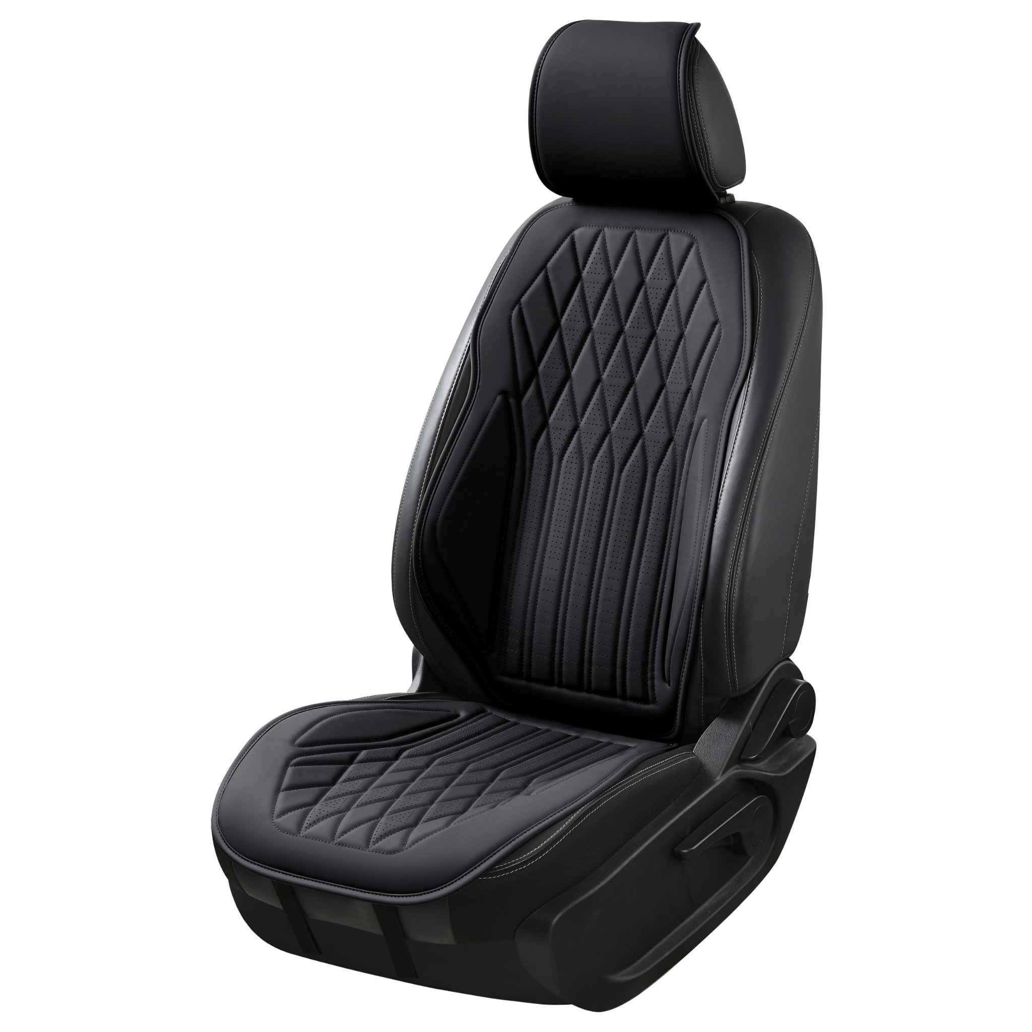 Luxus SeatSkin™ Diamond Vegan Leather Seat Covers | Onyx Black