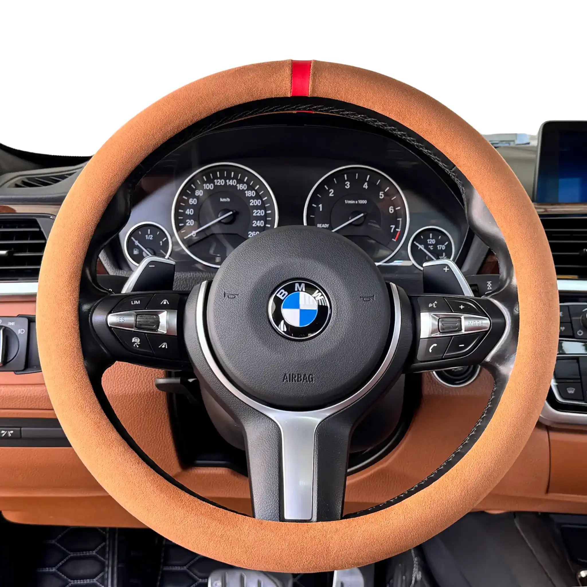 Luxus Alcantara Full Steering Wheel Cover - Cuoio Siena