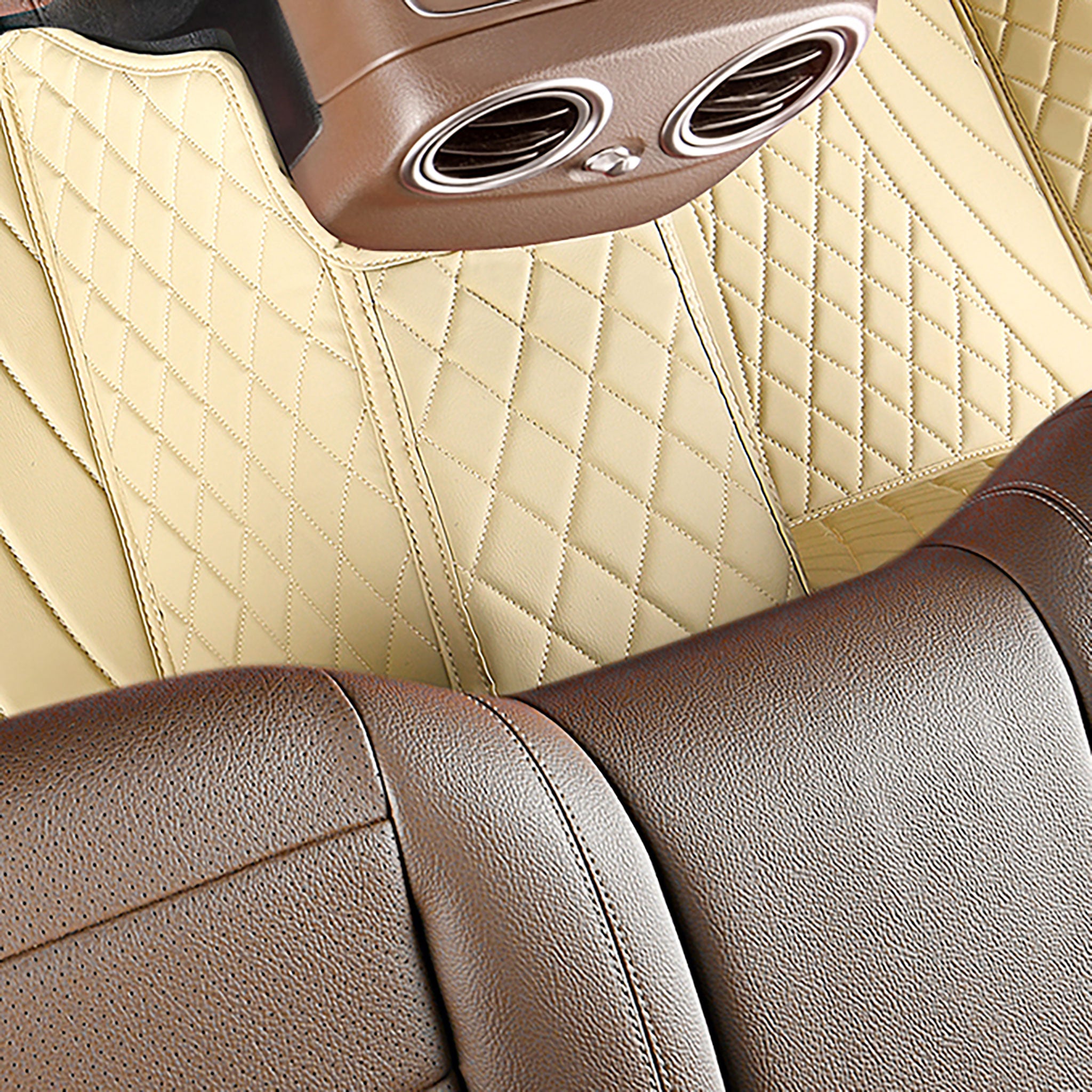 Luxus Car Mats™ - Set di tappetini per auto di lusso con cuciture nere e nere
