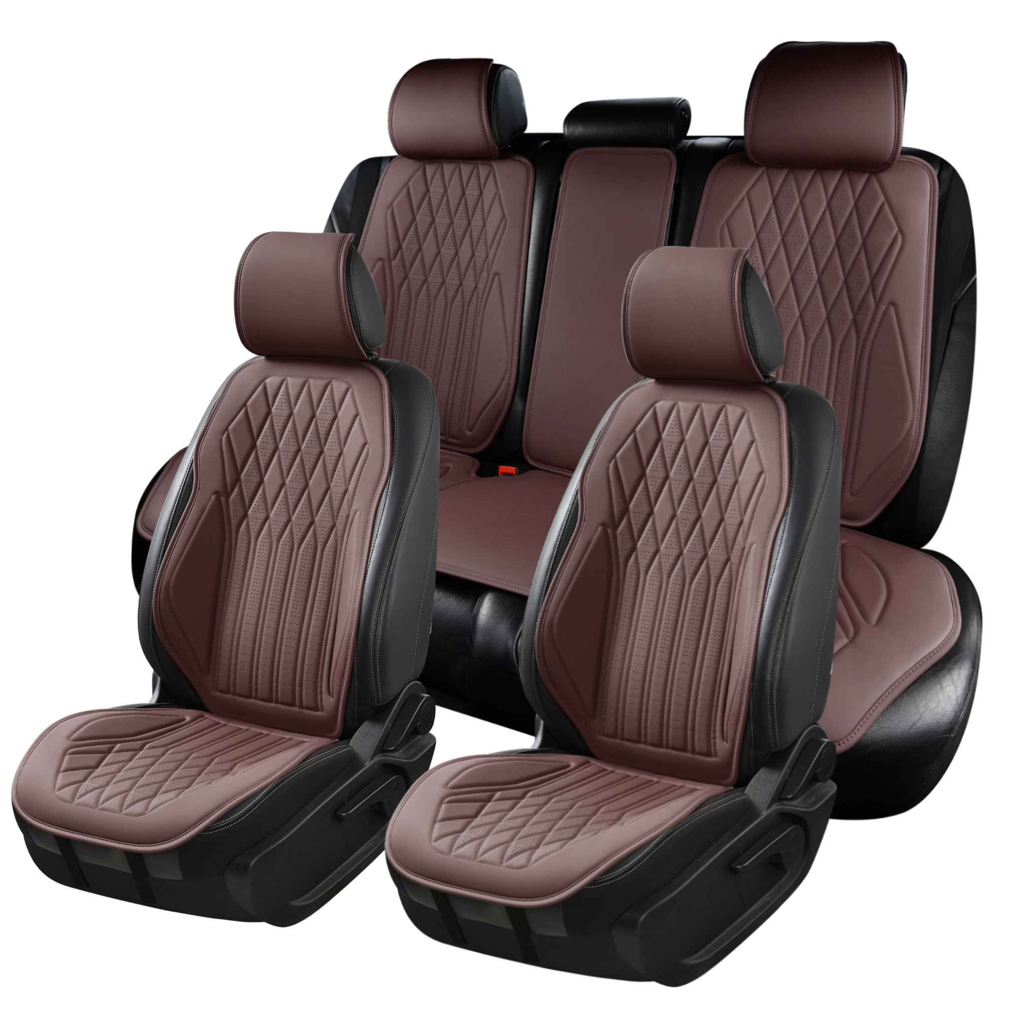 Luxus SeatSkin™ Diamond Vegan Leather Seat Covers | Chocolate Brown