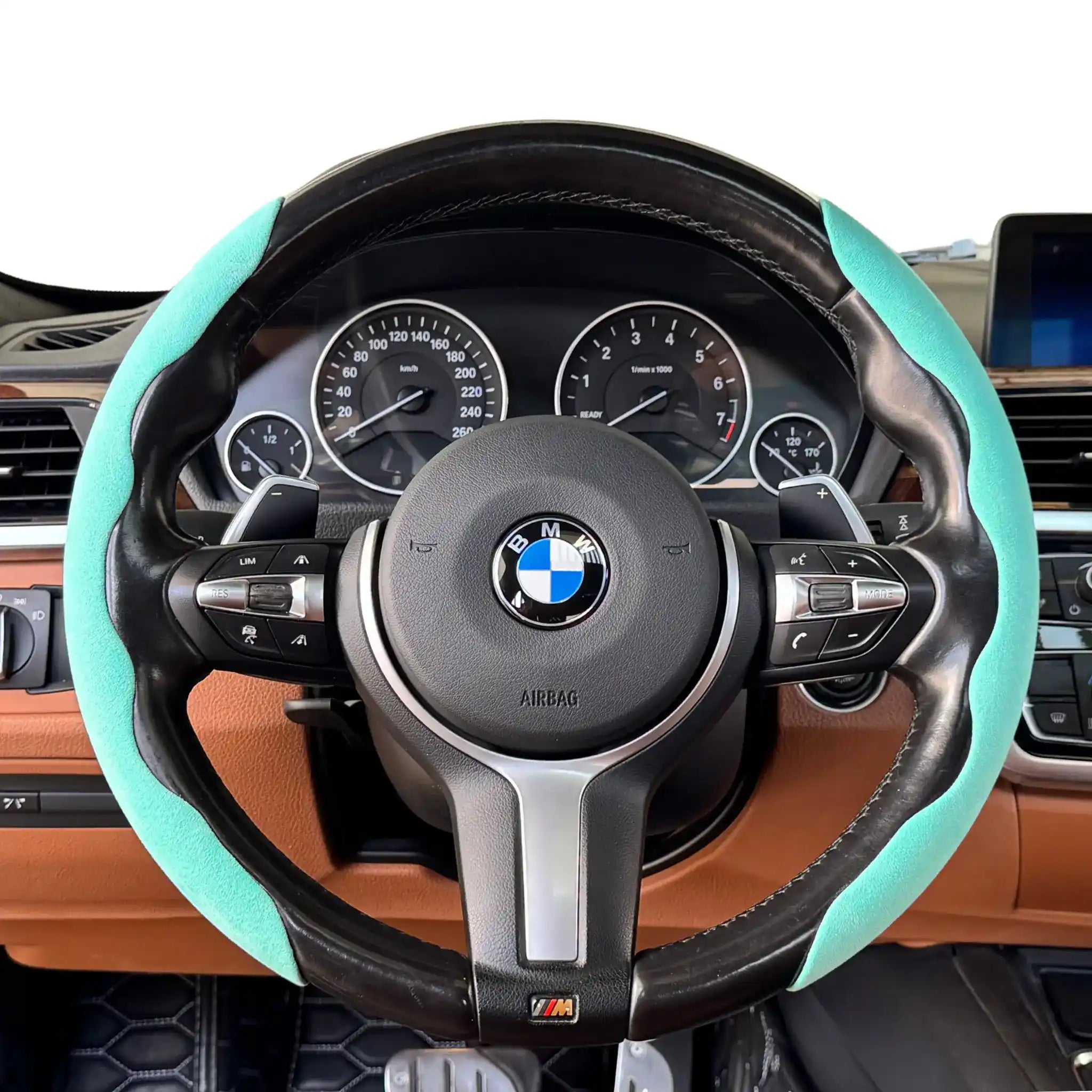 Luxus Alcantara Minimalist Steering Wheel Cover - Classic Grip - Tiffany Blue