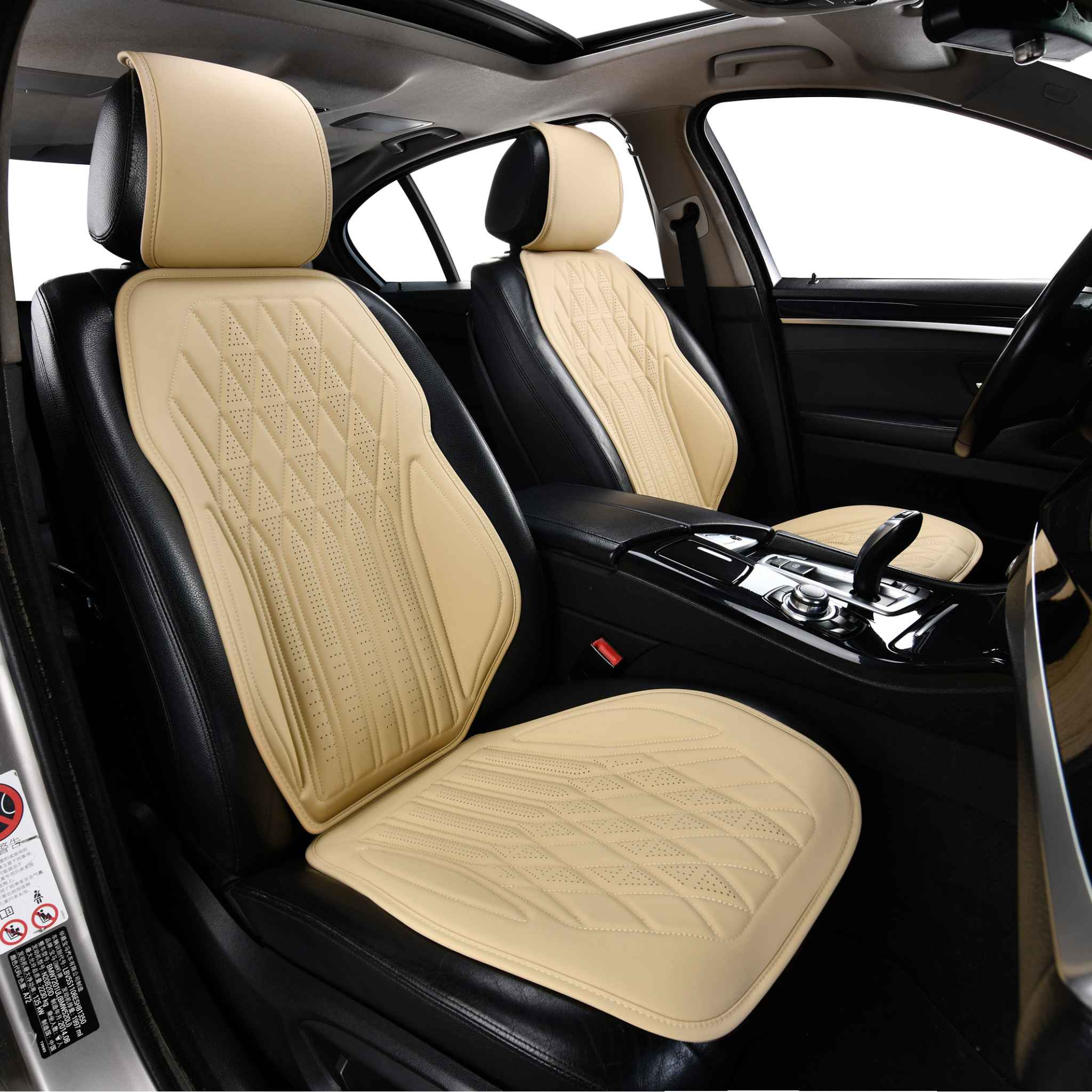 クリーム Luxus VeilFit™ OEM-Style Eco-leather Diamond Car Seat Covers | Cream B