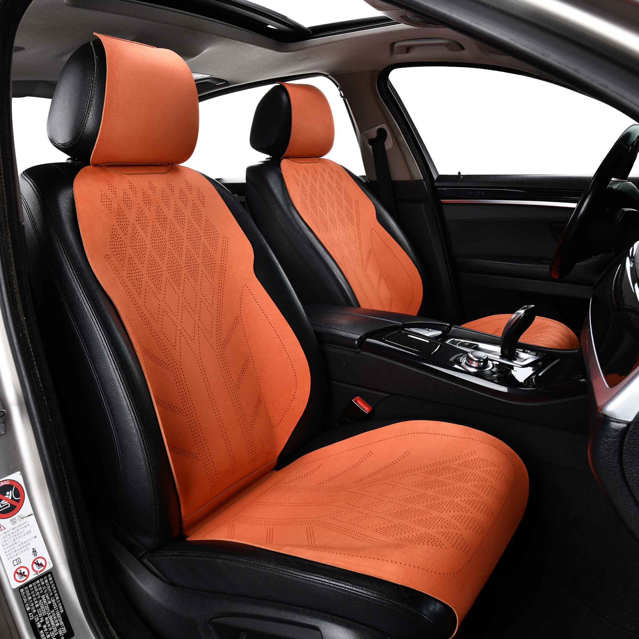 Luxus VeilFit™ OEM-Style Diamond Suede Car Seat Covers | Lava Orange