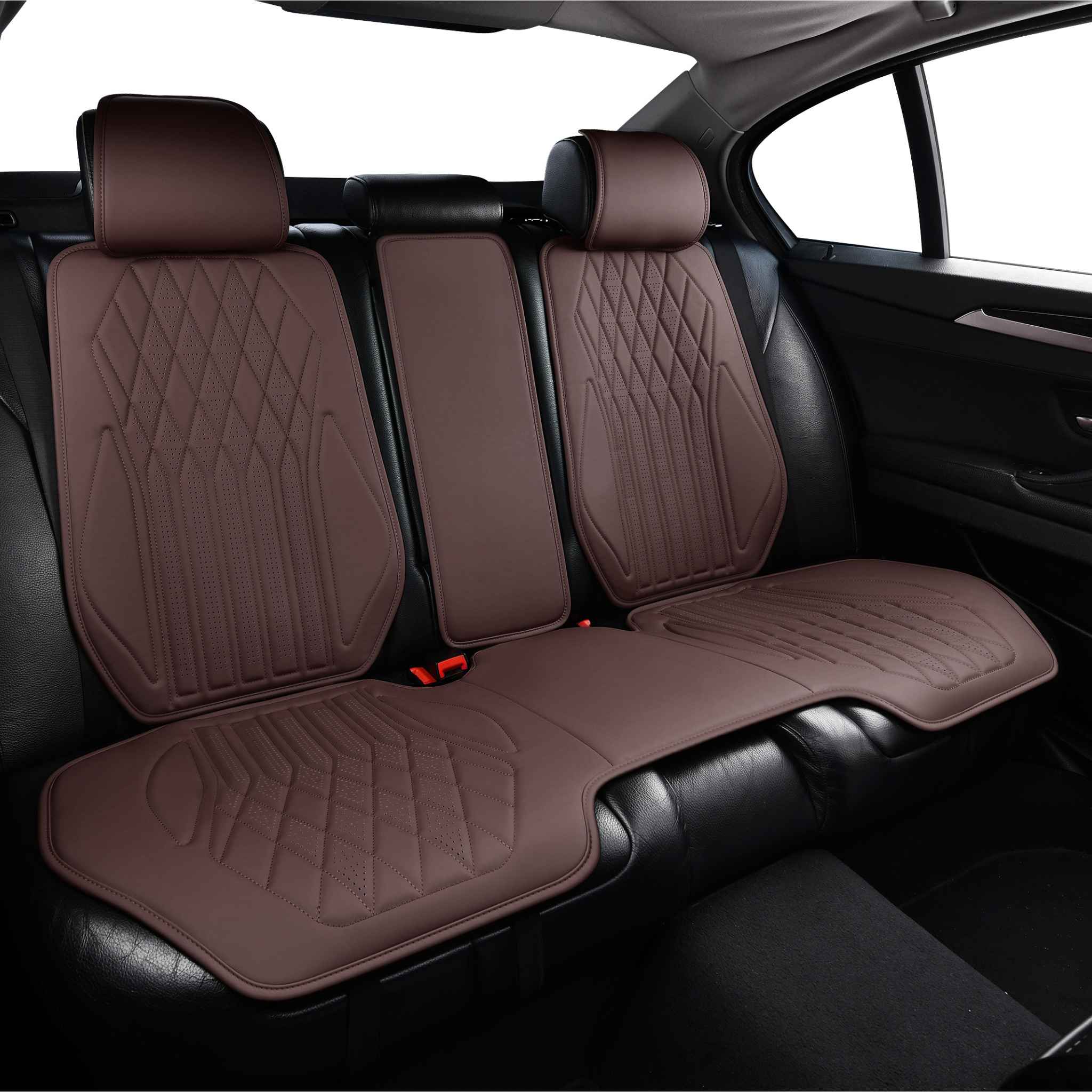 Luxus SeatSkin™ Diamond Vegan Leather Seat Covers | Chocolate Brown