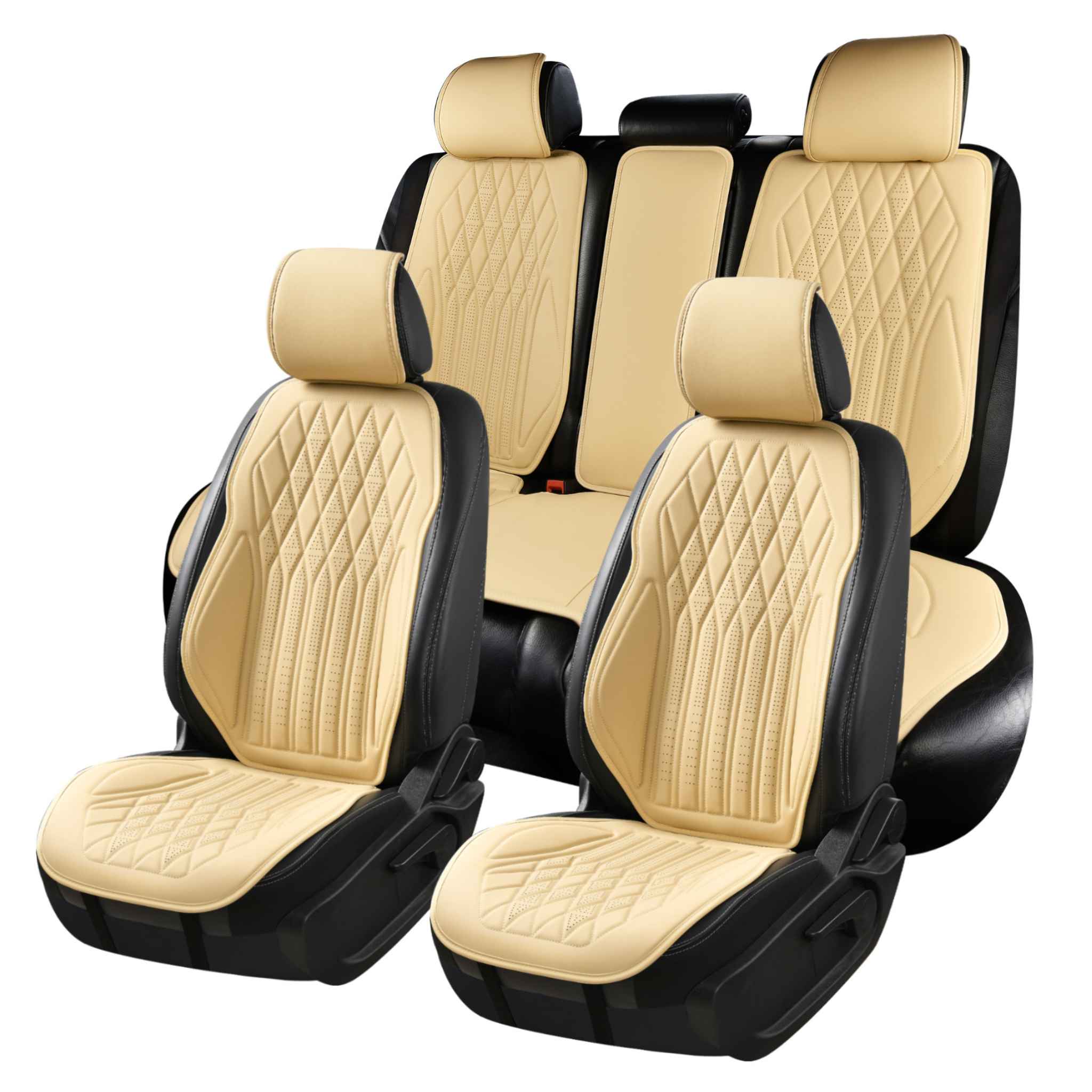 Luxus SeatSkin™ Diamond Vegan Leather Seat Covers | Cream Beige