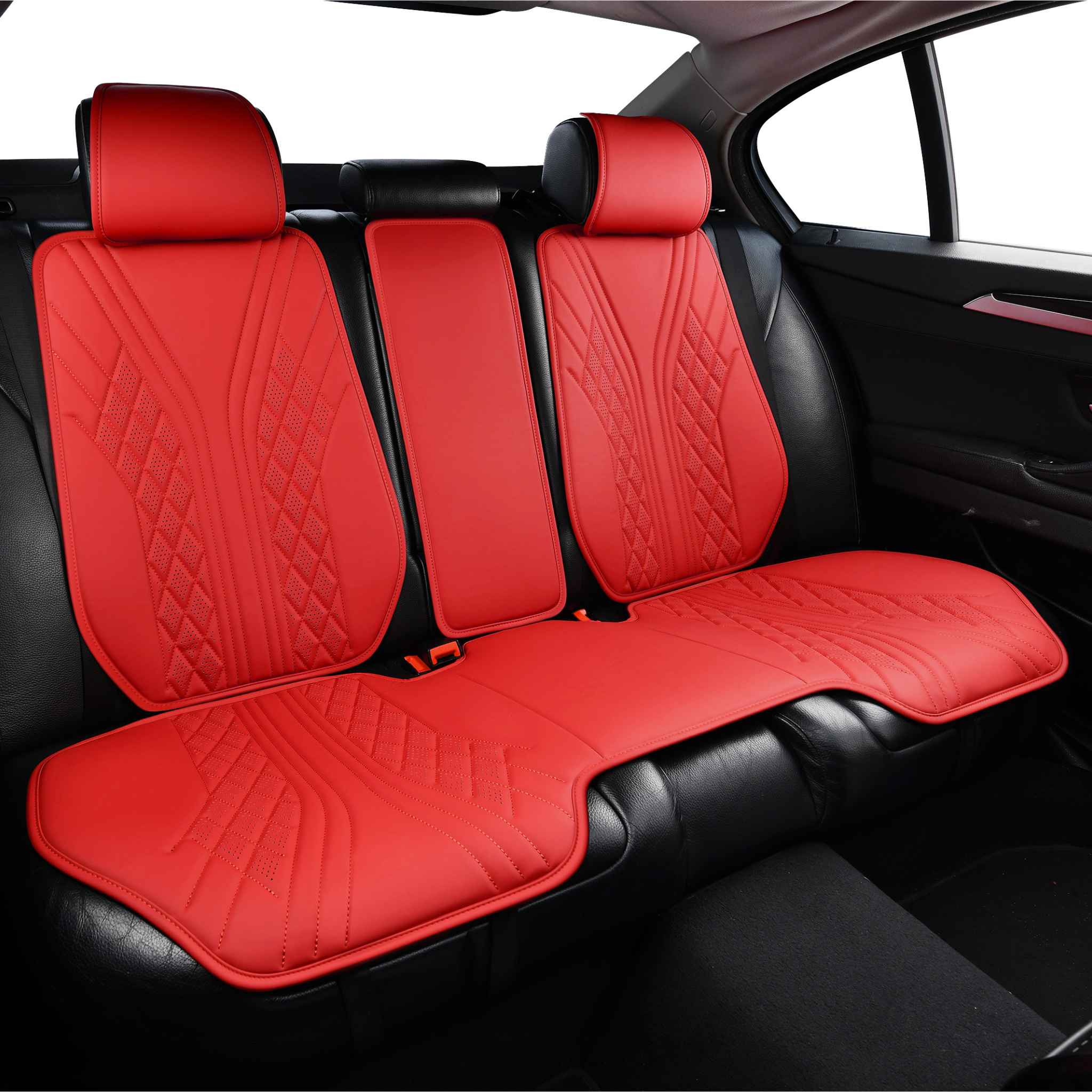 Luxus VeilFit™ OEM-Style Flow Vegan Leather Car Seat Covers – Ferrari Red