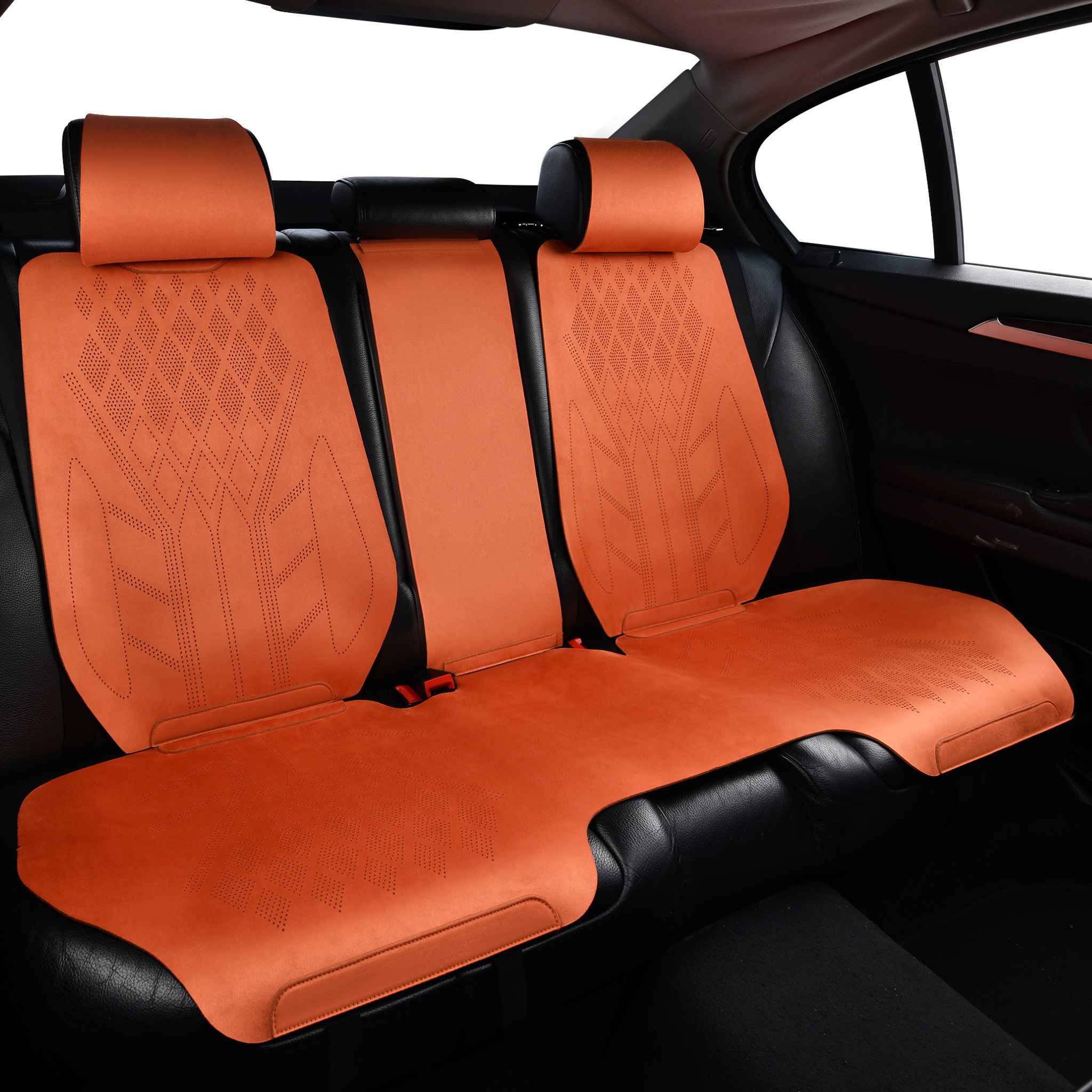 Luxus SeatSkin™ Diamond Suede Seat Covers | Lava Orange