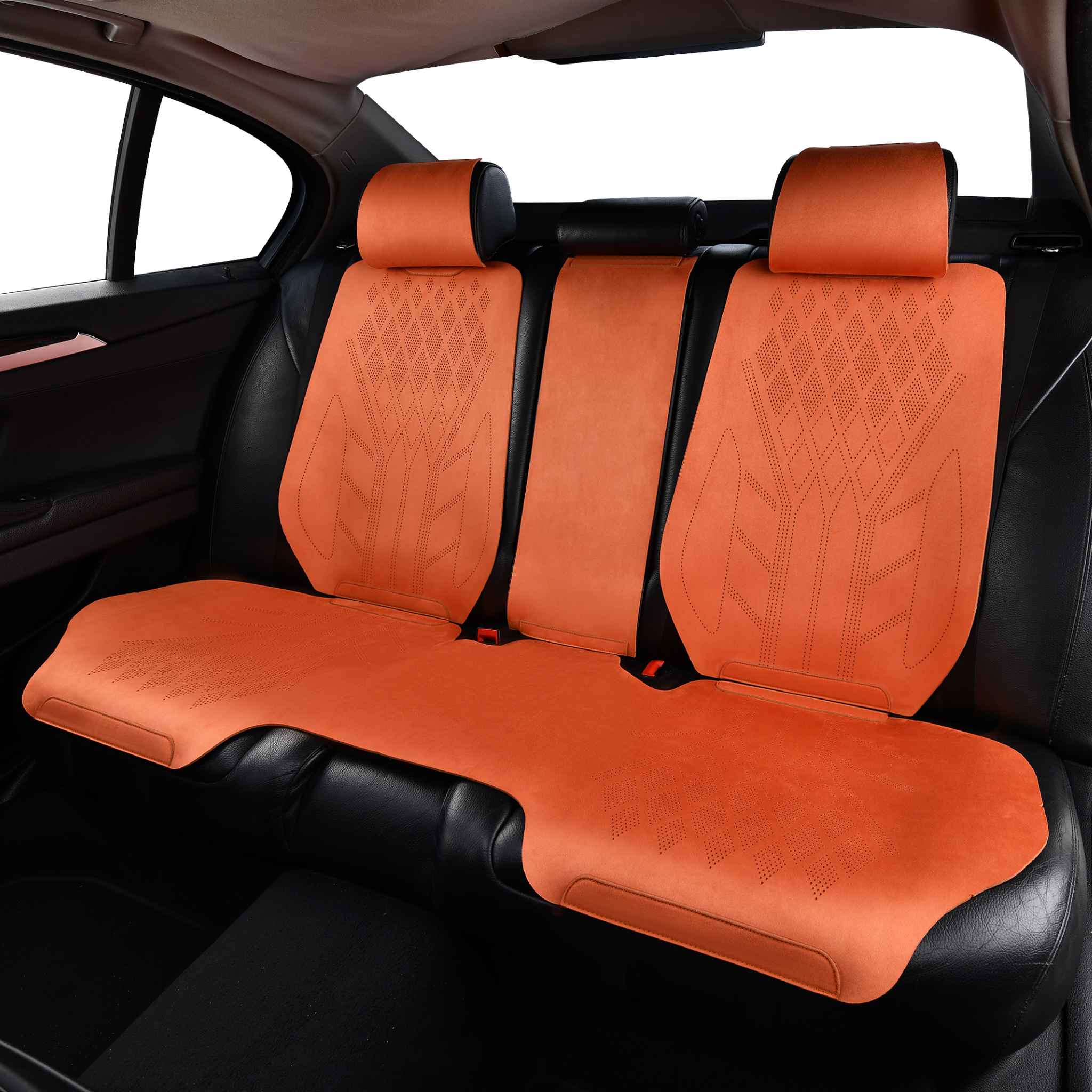 Luxus SeatSkin™ Diamond Suede Seat Covers | Lava Orange