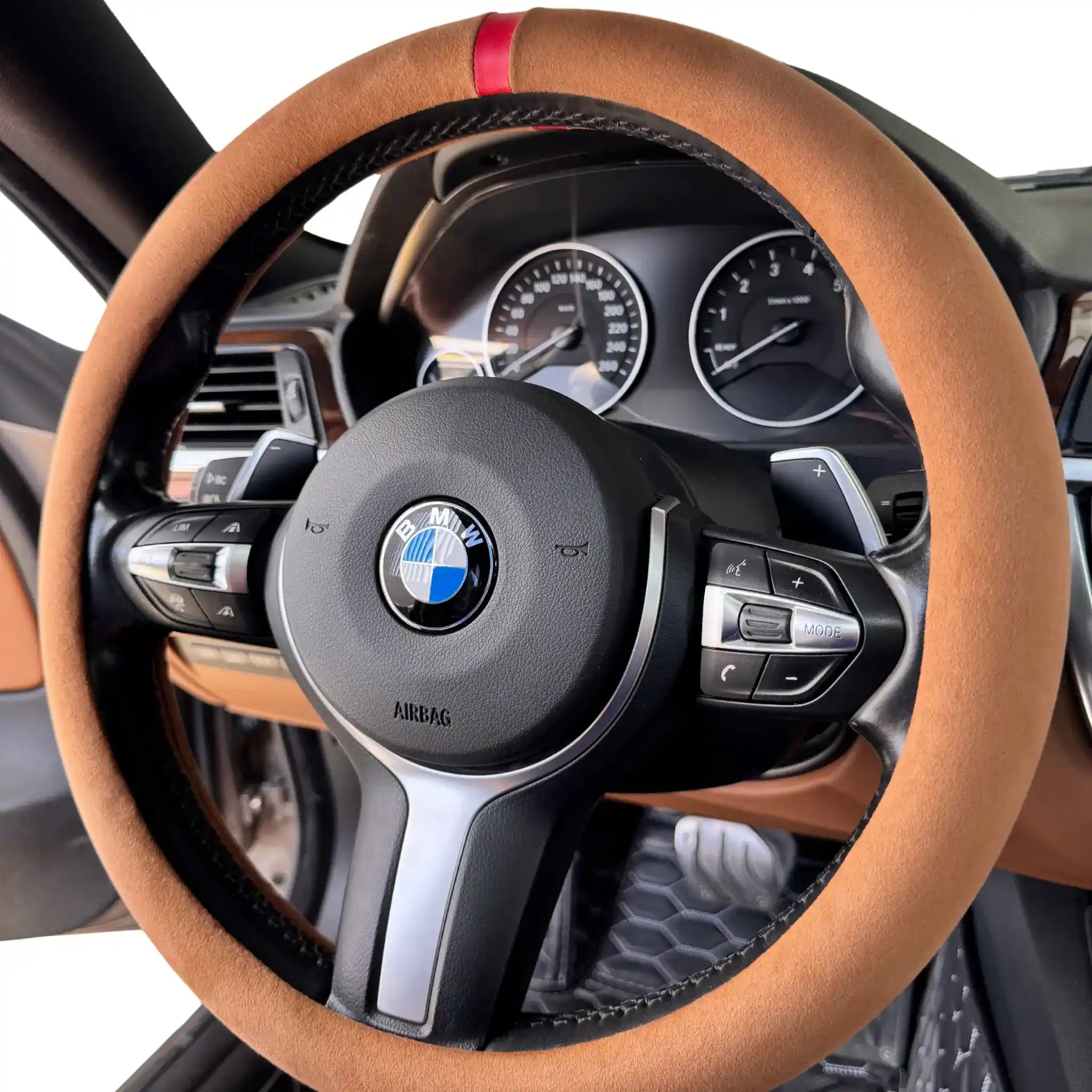 Luxus Alcantara Full Steering Wheel Cover - Cuoio Siena