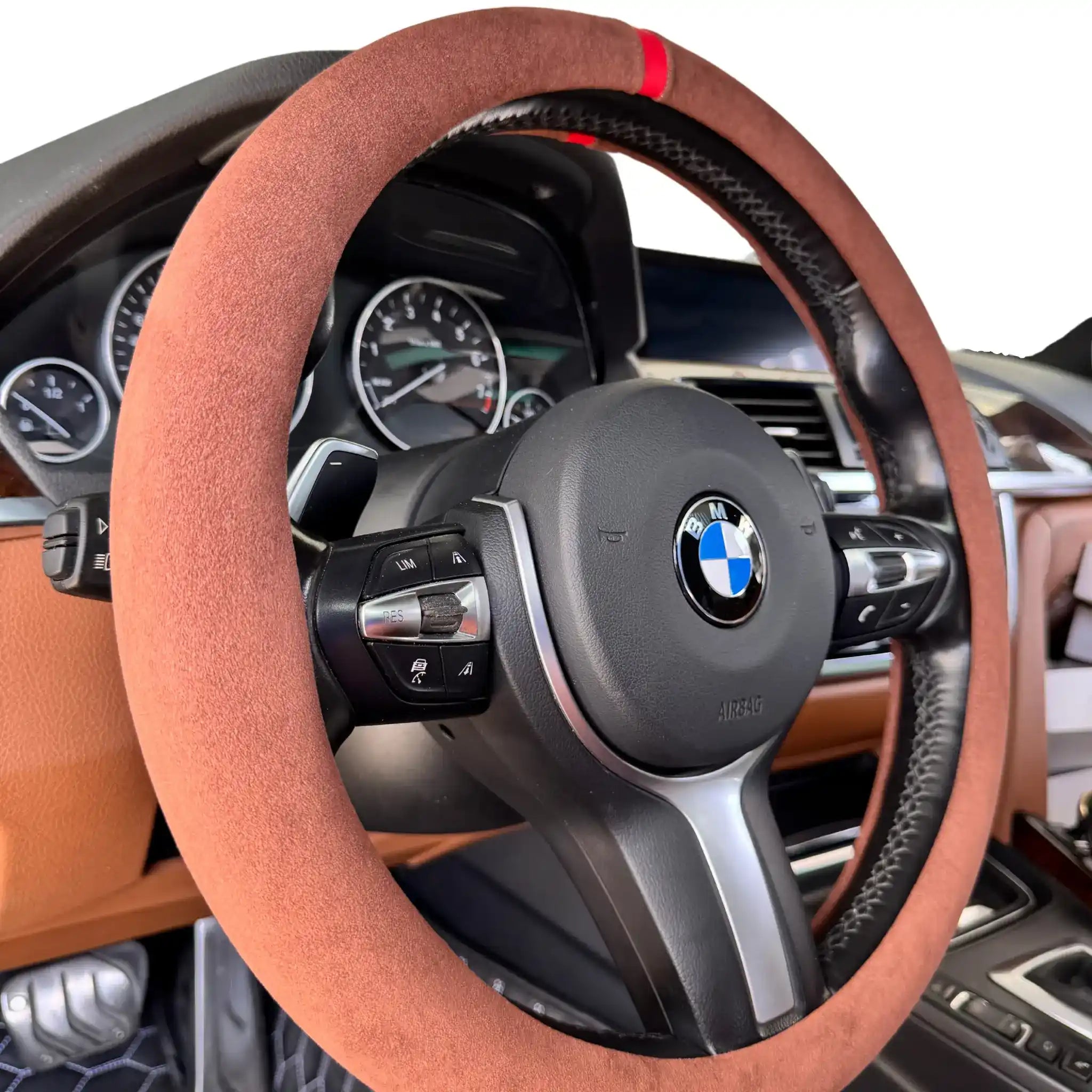 Luxus Alcantara Full Steering Wheel Cover - Marrone Toscano