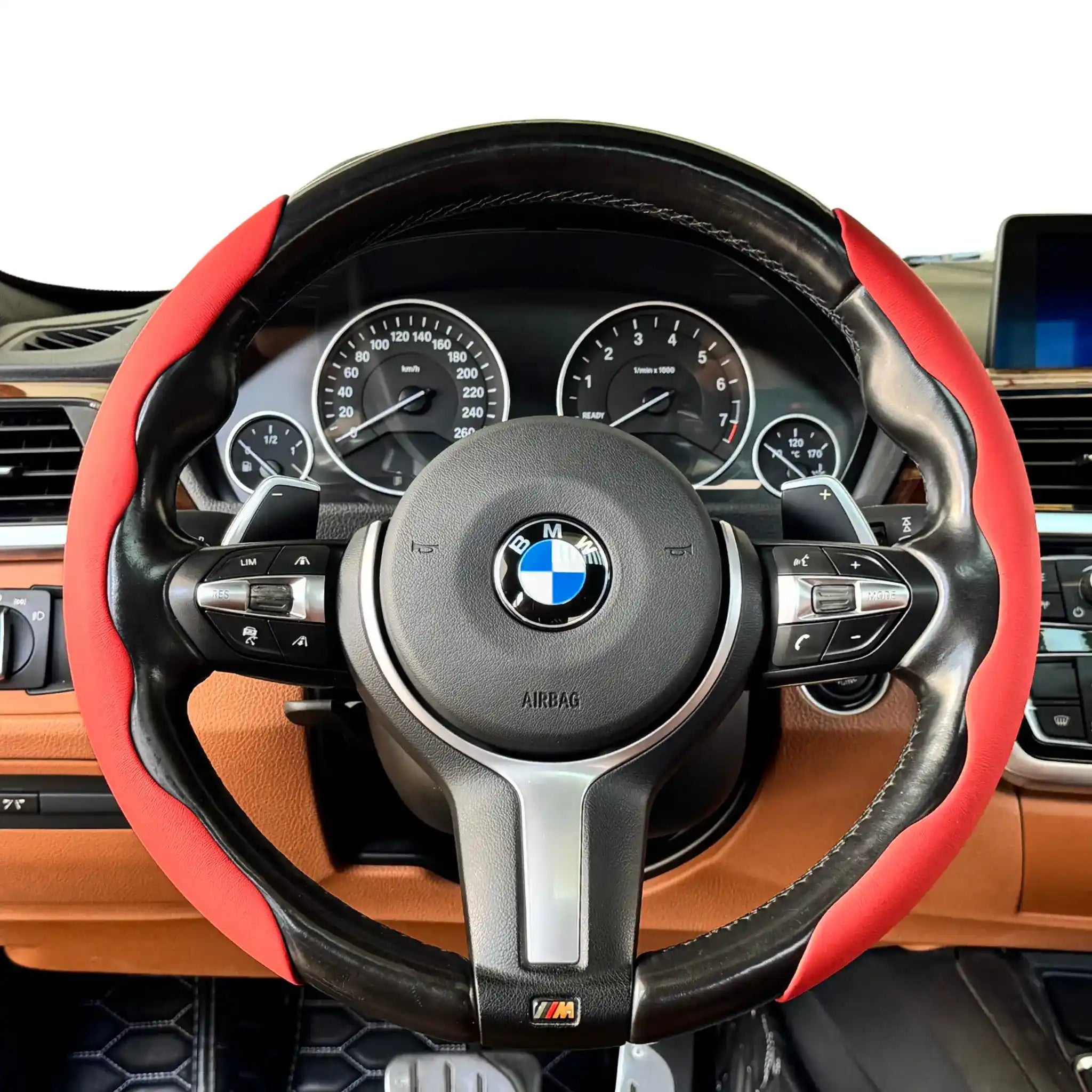 Luxus Nappa Leather Minimalist Steering Wheel Cover - Classic Grip - Rosso Forza