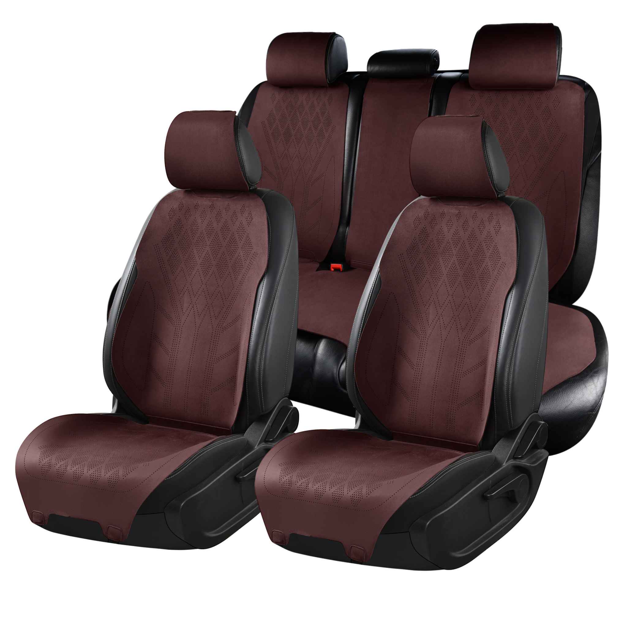 Luxus VeilFit™ OEM-Style Diamond Suede Car Seat Covers – Chocolate Brown