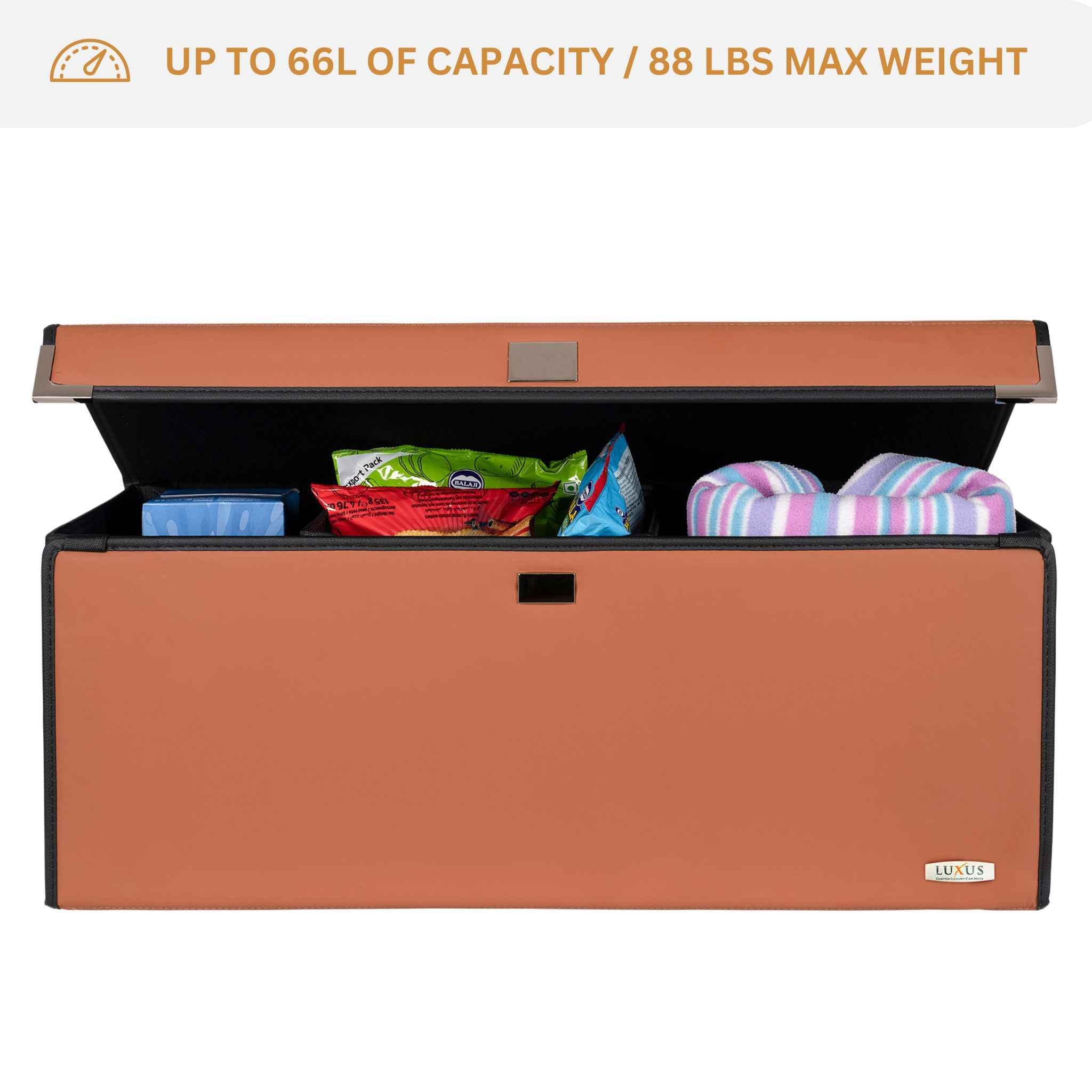 Luxus Premium Seamless Trunk Organizer | Caramel Brown