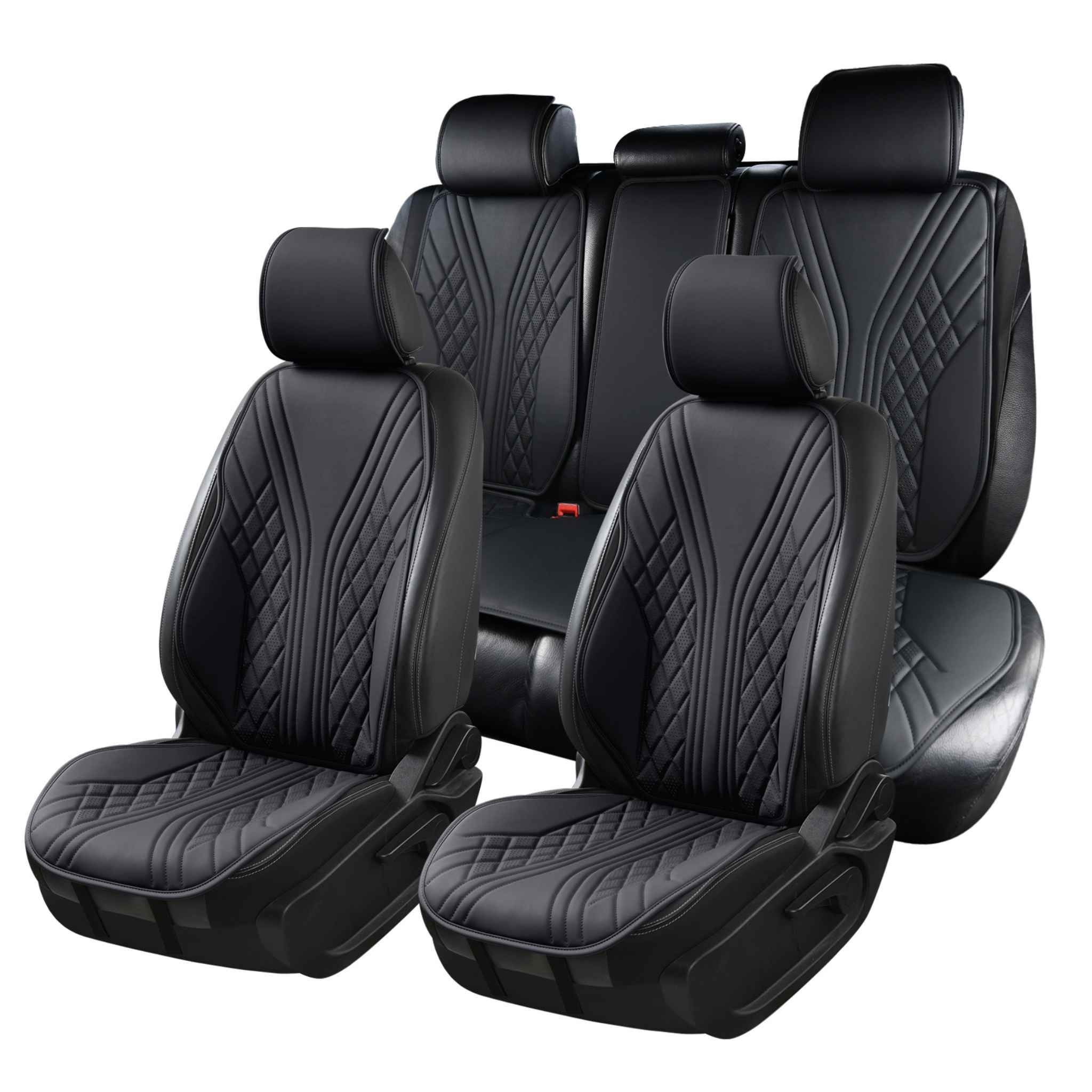 Luxus VeilFit™ OEM-Style Flow Vegan Leather Car Seat Covers – Onyx Black