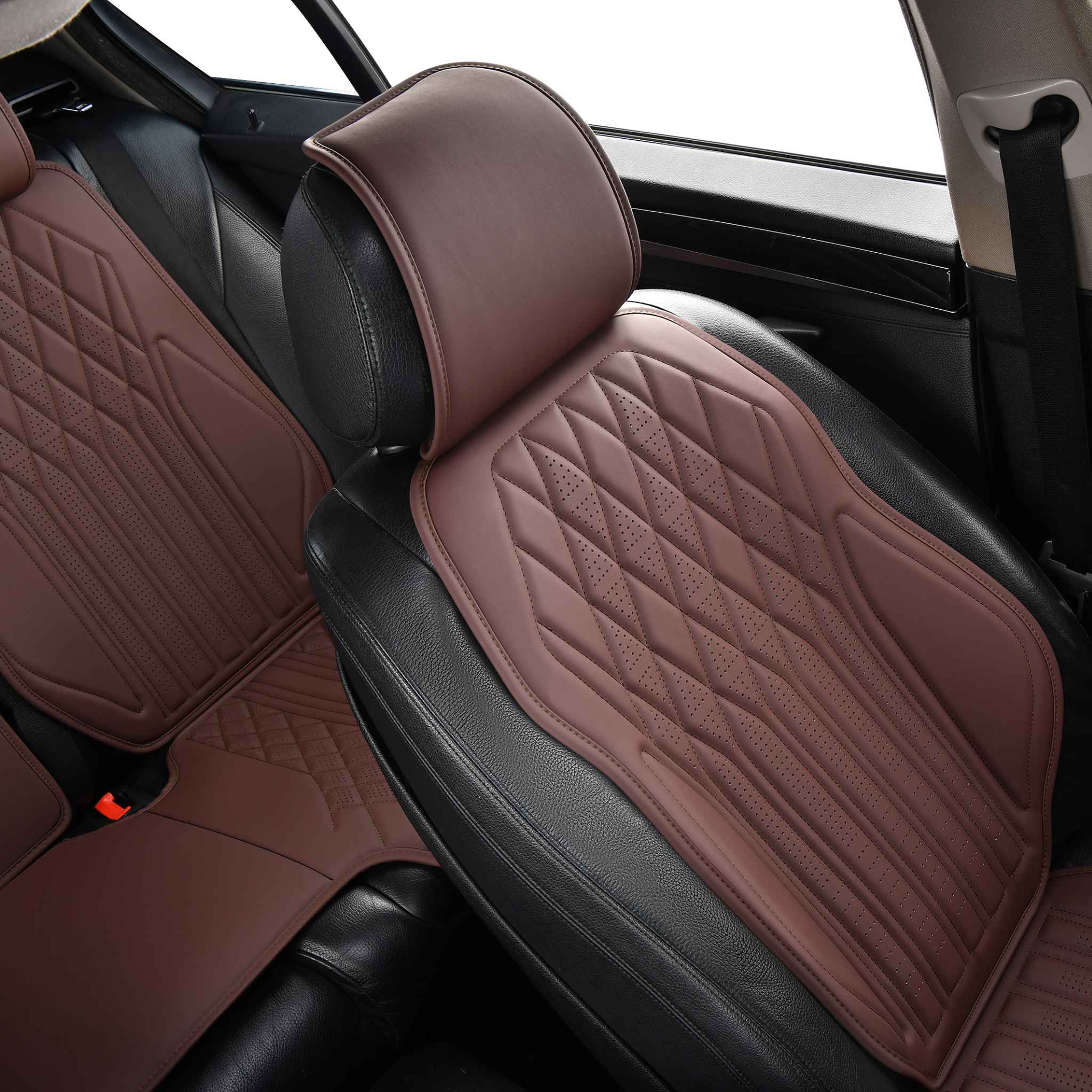 Luxus VeilFit™ Diamond Vegan Leather Seat Covers | Caramel Brown