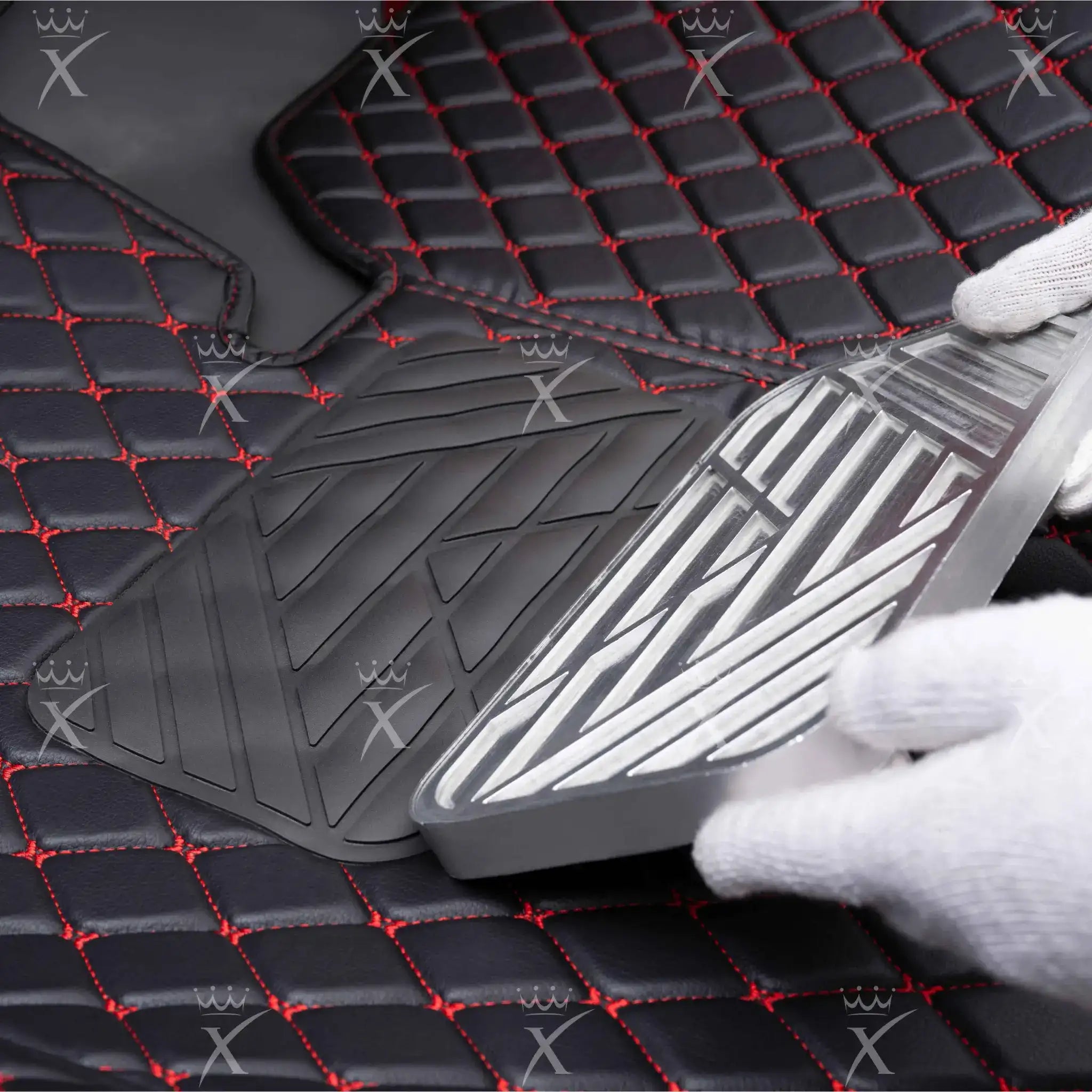 Luxus Car Mats™ - Luxe automattenset met zwarte en oranje stiksels