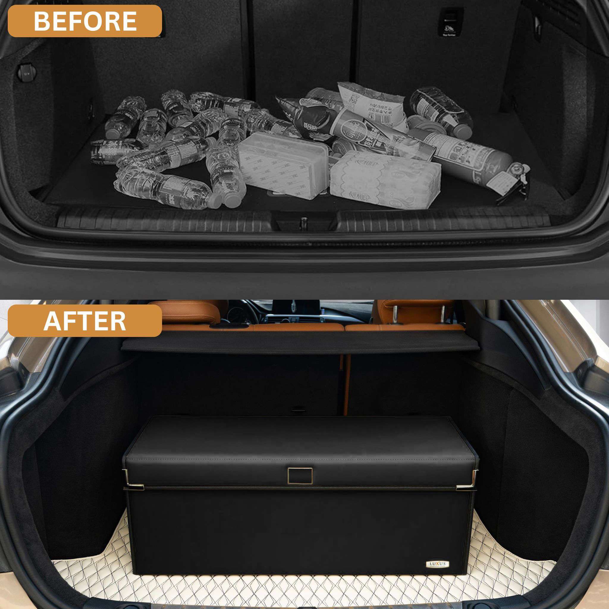 Luxus Premium Seamless Trunk Organizer | Black