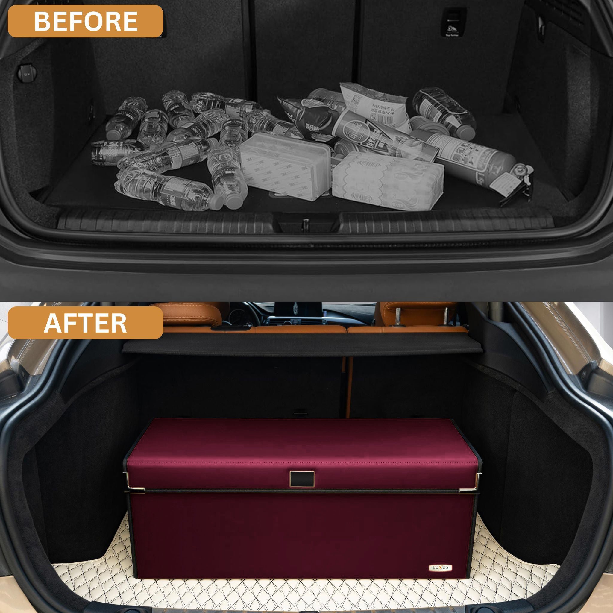 Luxus Premium Trunk Organizer | Plain Midnight Red