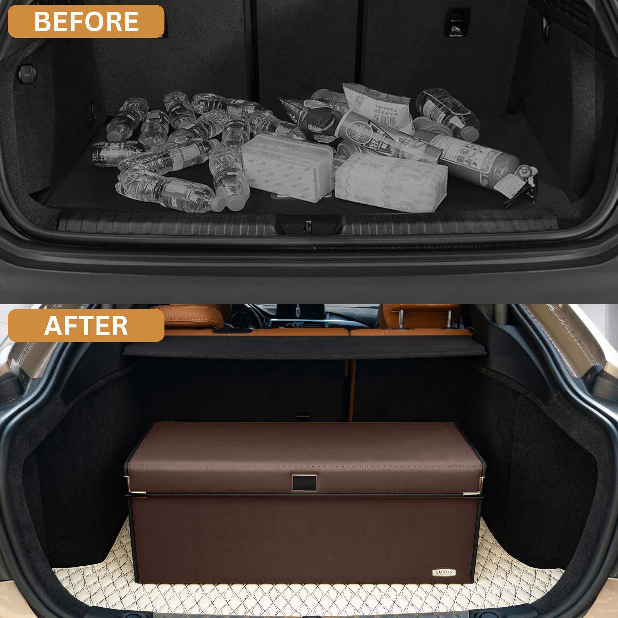 Luxus Premium Seamless Trunk Organizer | Chocolate Brown