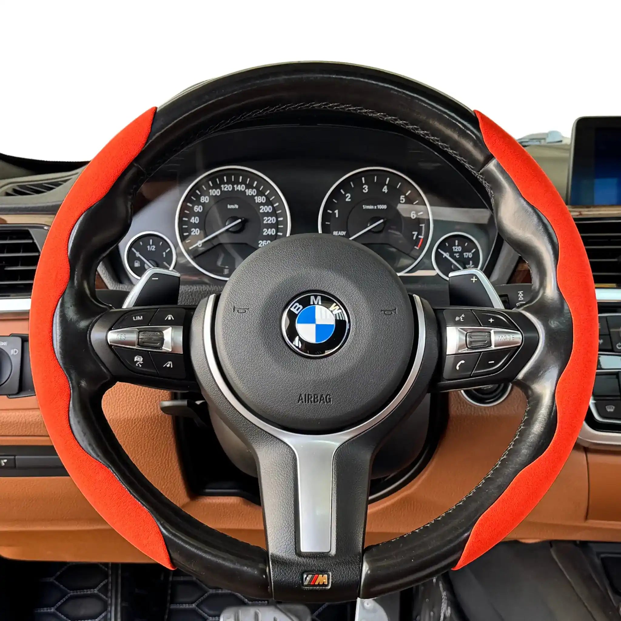 Luxus Alcantara Minimalist Steering Wheel Cover - Classic Grip - Rosso