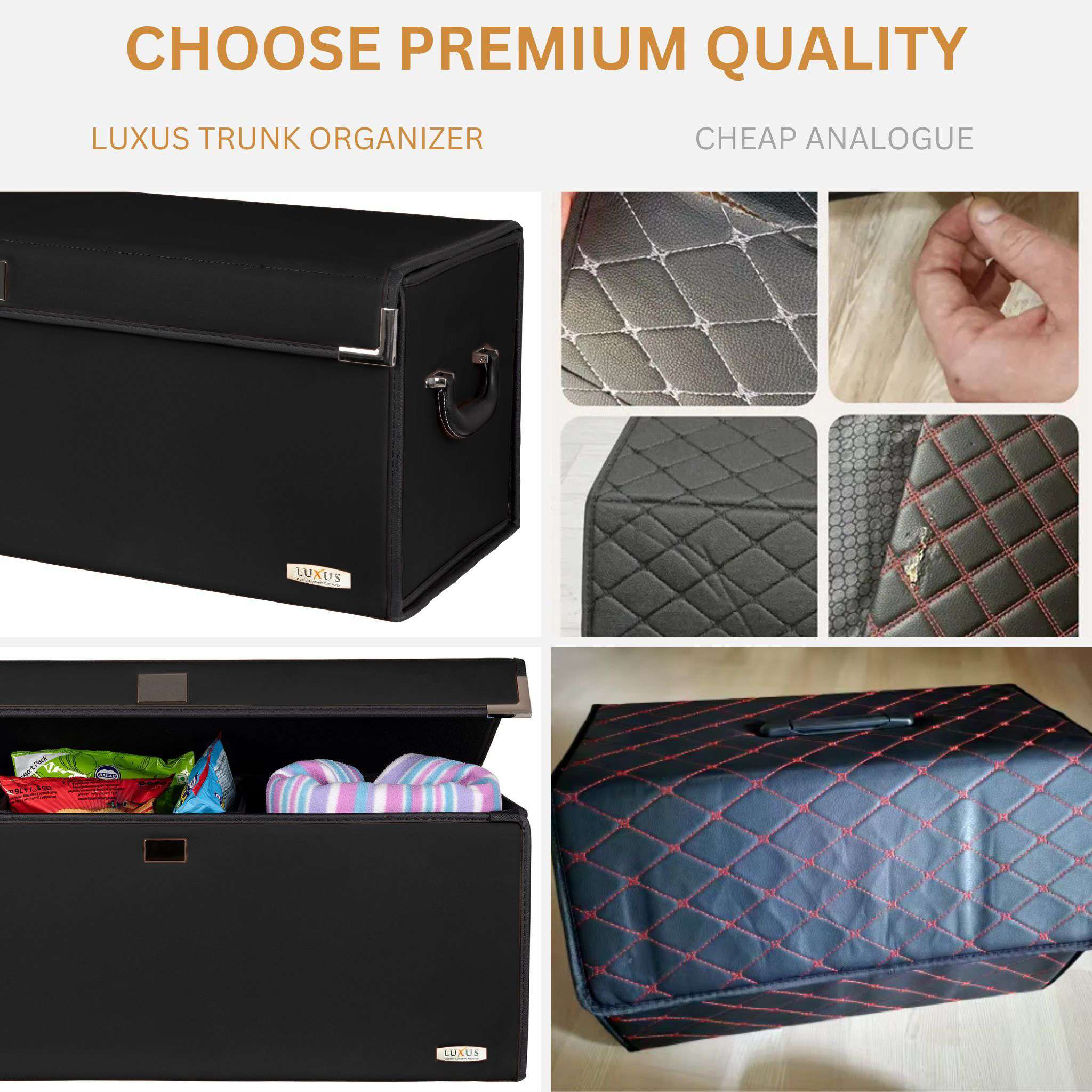 Luxus Premium Seamless Trunk Organizer | Black