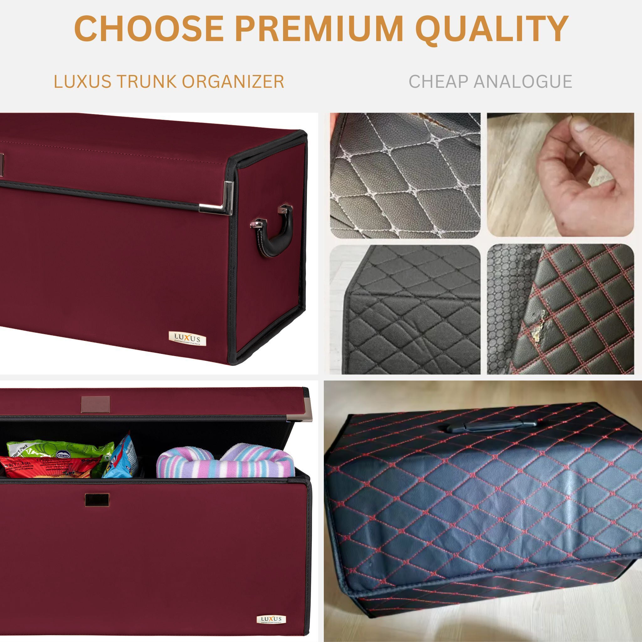 Luxus Premium Trunk Organizer | Plain Midnight Red