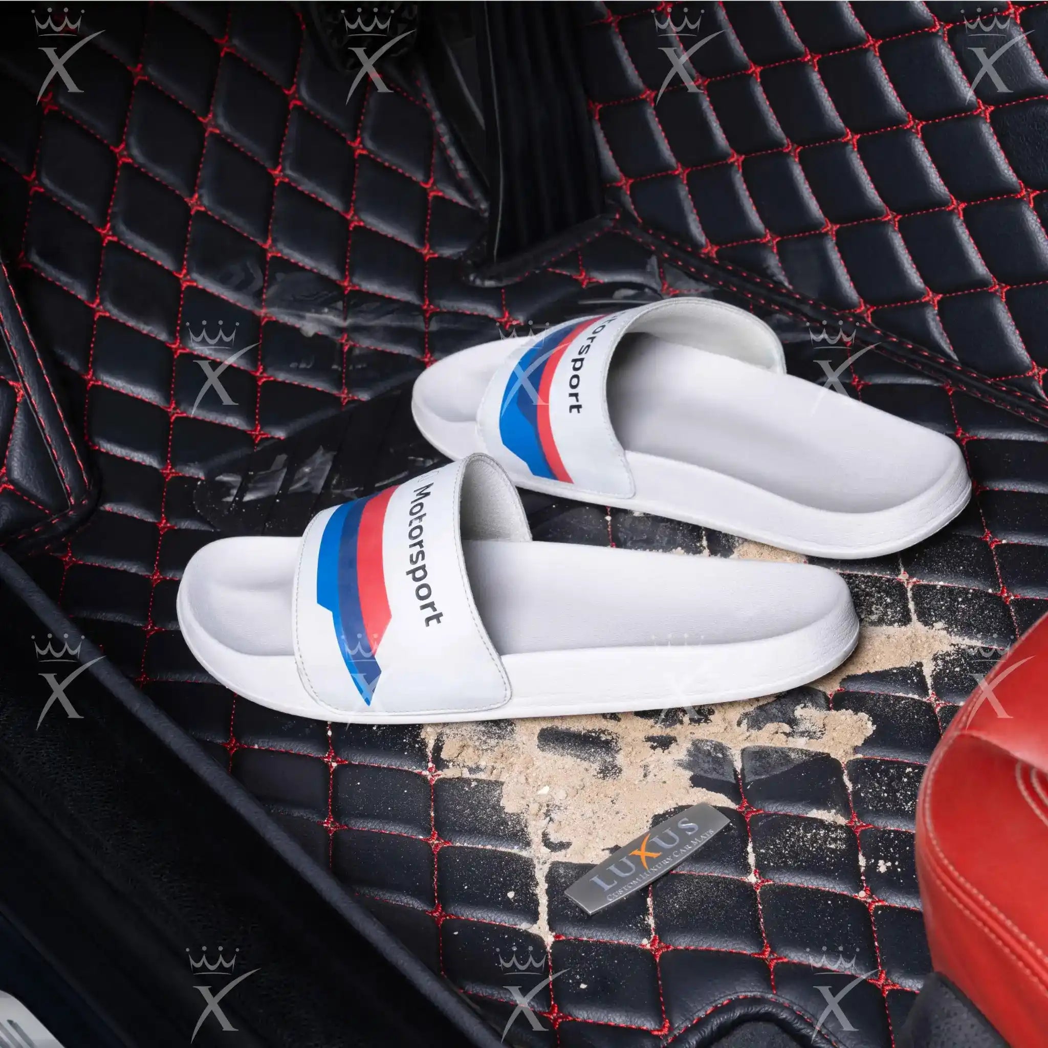 Caramel Brown Diamond & Black Carpet | Double Layer Luxury Car Mats Set