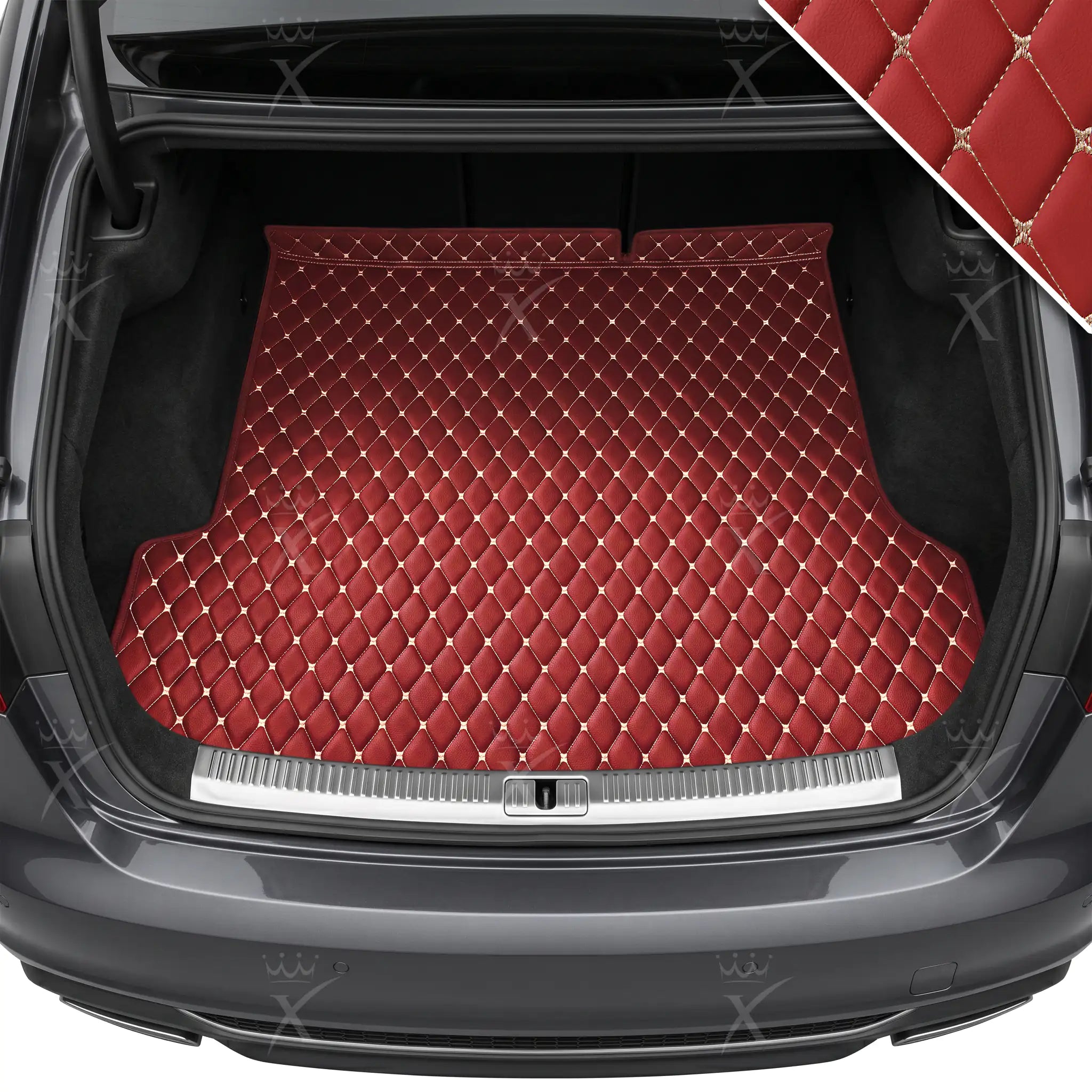 Luxus Diamond Base Series Trunk Mat | Cherry Red