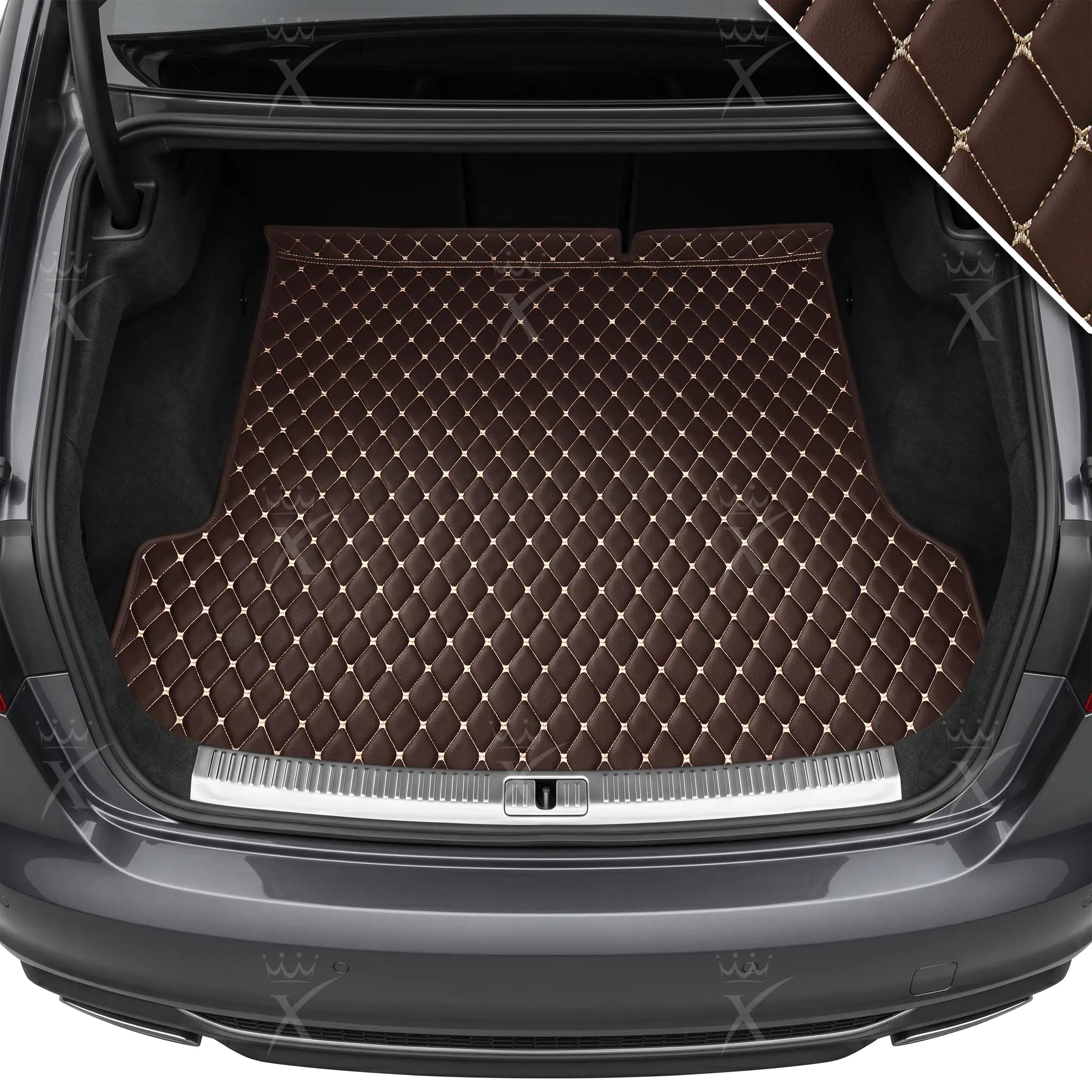 Luxus Car Mats™ - Chocoladebruine luxe lederen koffer-/koffermat