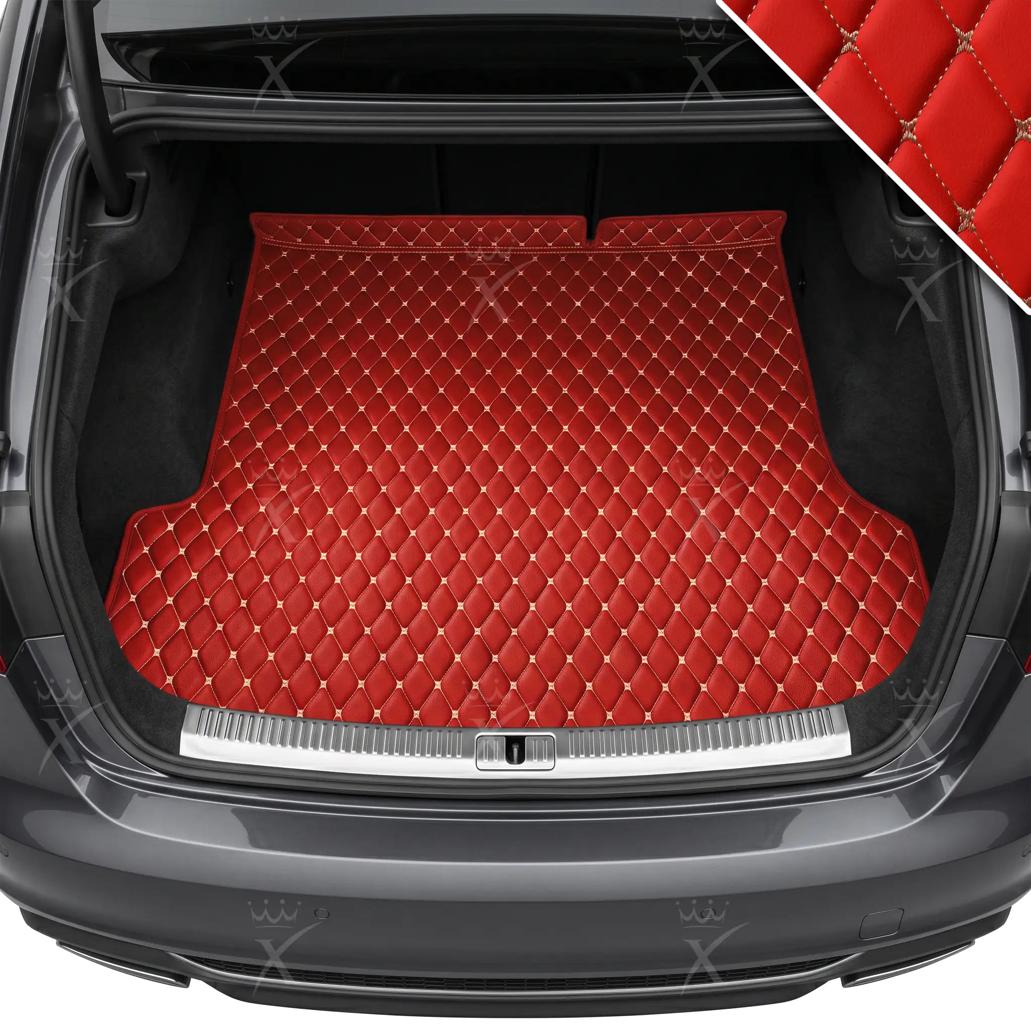 Luxus Car Mats™ – Kofferraum-/Kofferraummatte aus Leder in Ferrari-Rot