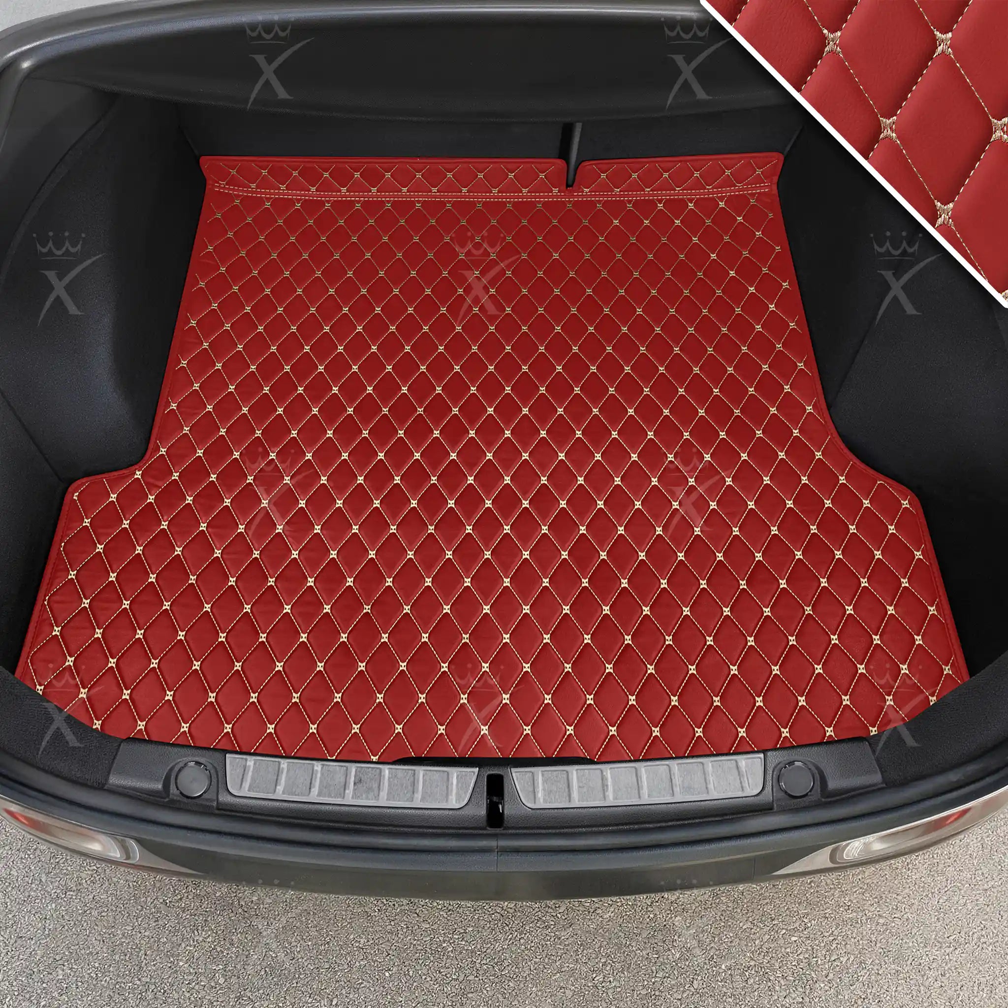 Luxus Car Mats™ - Kersenrode luxe lederen koffer-/koffermat