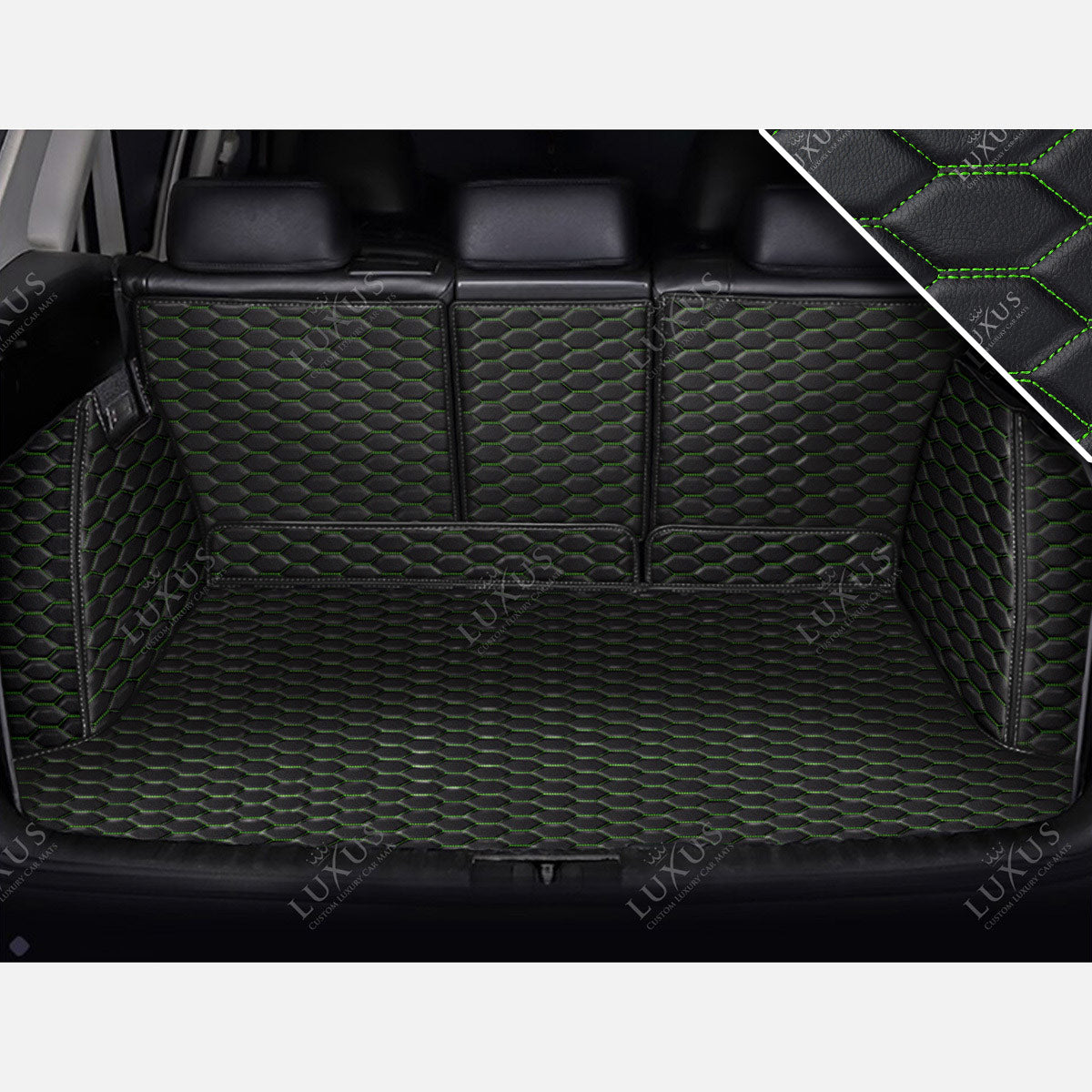 Luxus 360Fit Premium Honeycomb Custom Trunk Liner | Black & Green Stitching