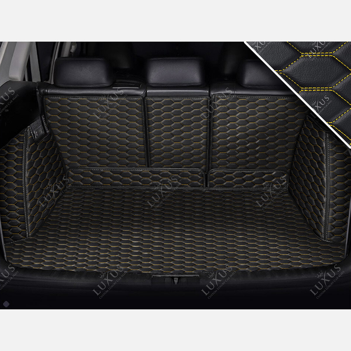 Luxus 360Fit Premium Honeycomb Custom Trunk Liner | Black & Yellow Stitching