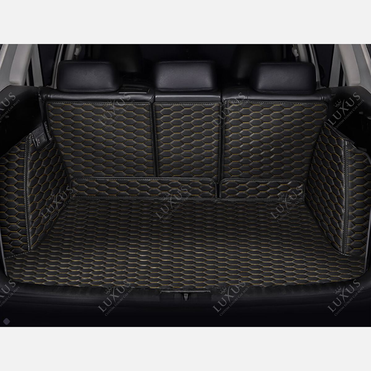 Luxus 360Fit Premium Honeycomb Custom Trunk Liner | Black & Yellow Stitching