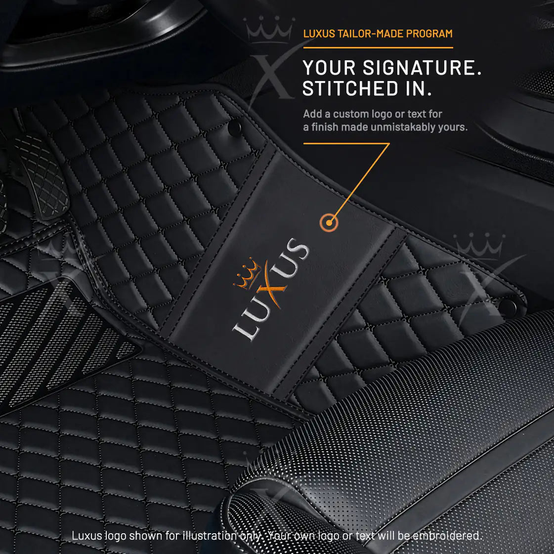 Luxus Car Mats™ - Luxe automattenset met zwarte en zwarte stiksels