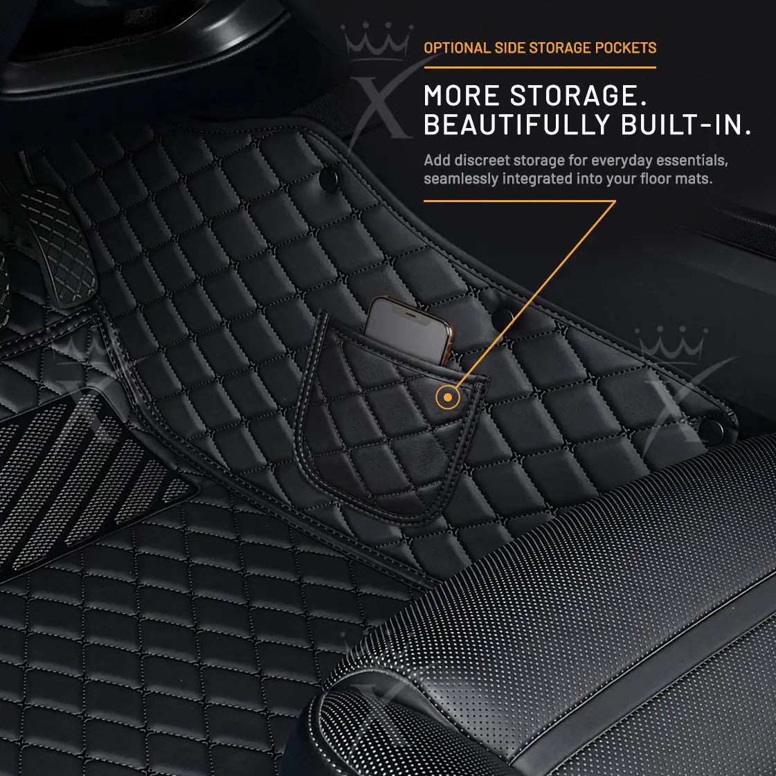 Luxus Car Mats™ - Luxe automattenset met zwarte en zwarte stiksels