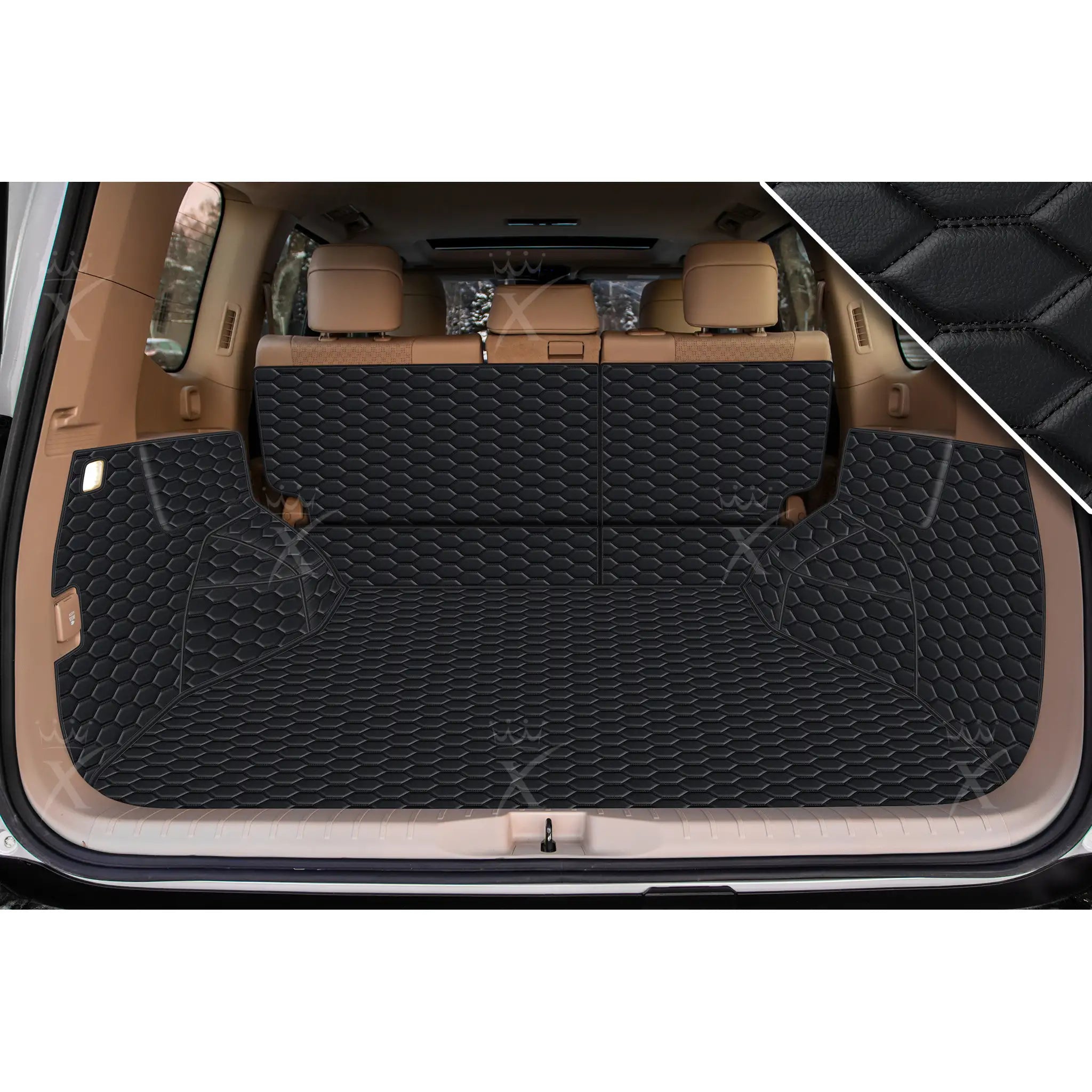 Luxus 360Fit Premium Honeycomb Custom Trunk Liner | Black & Black Stitching