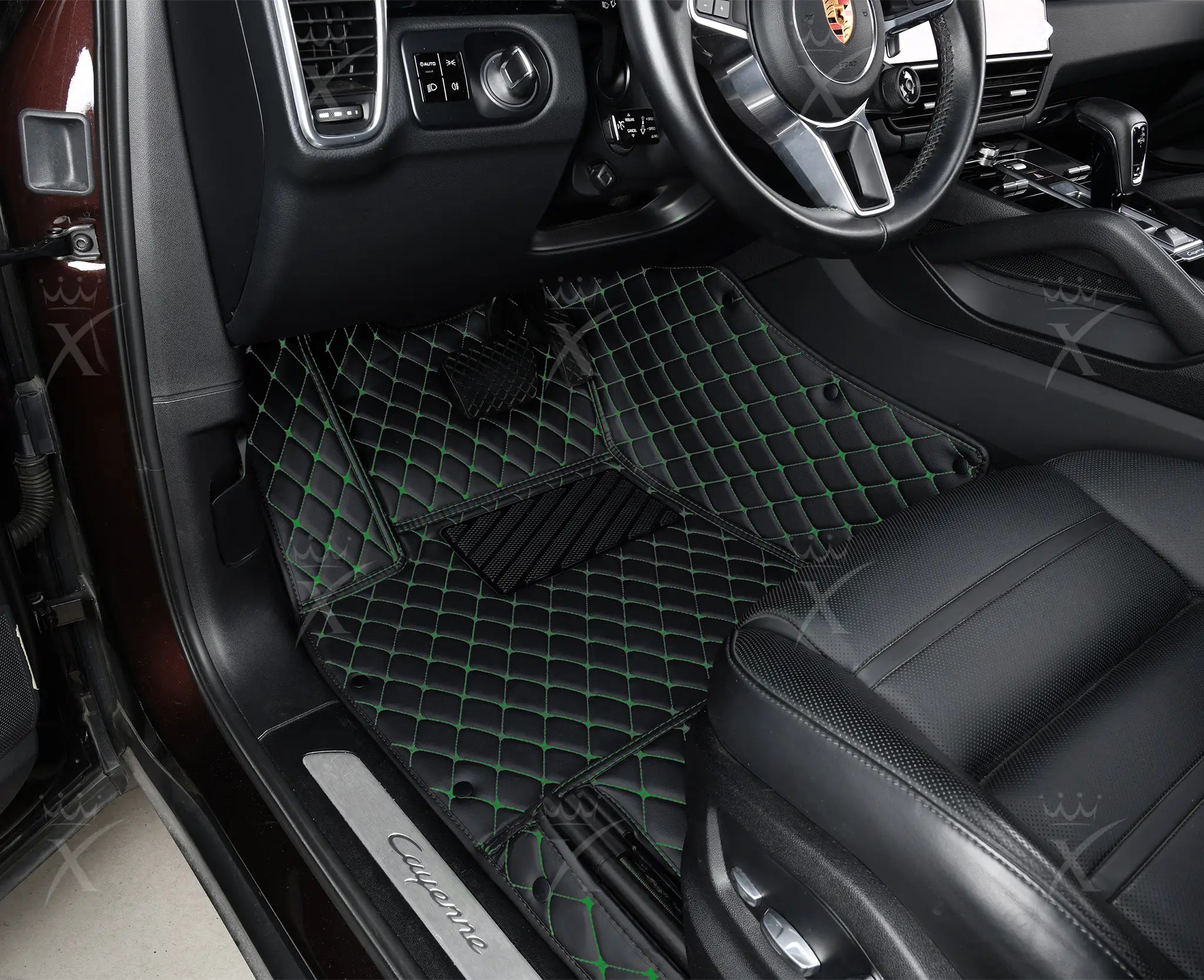 Luxus Car Mats™ - Luxe automattenset met zwarte en groene stiksels