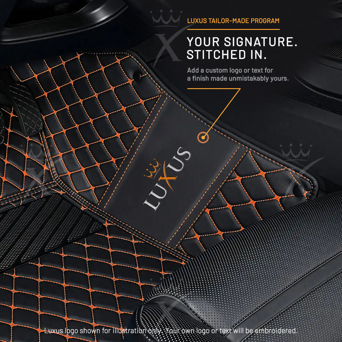 Luxus Car Mats™ - Luxe automattenset met zwarte en oranje stiksels