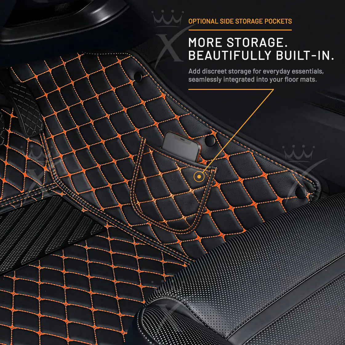 Luxus Car Mats™ - Luxe automattenset met zwarte en oranje stiksels